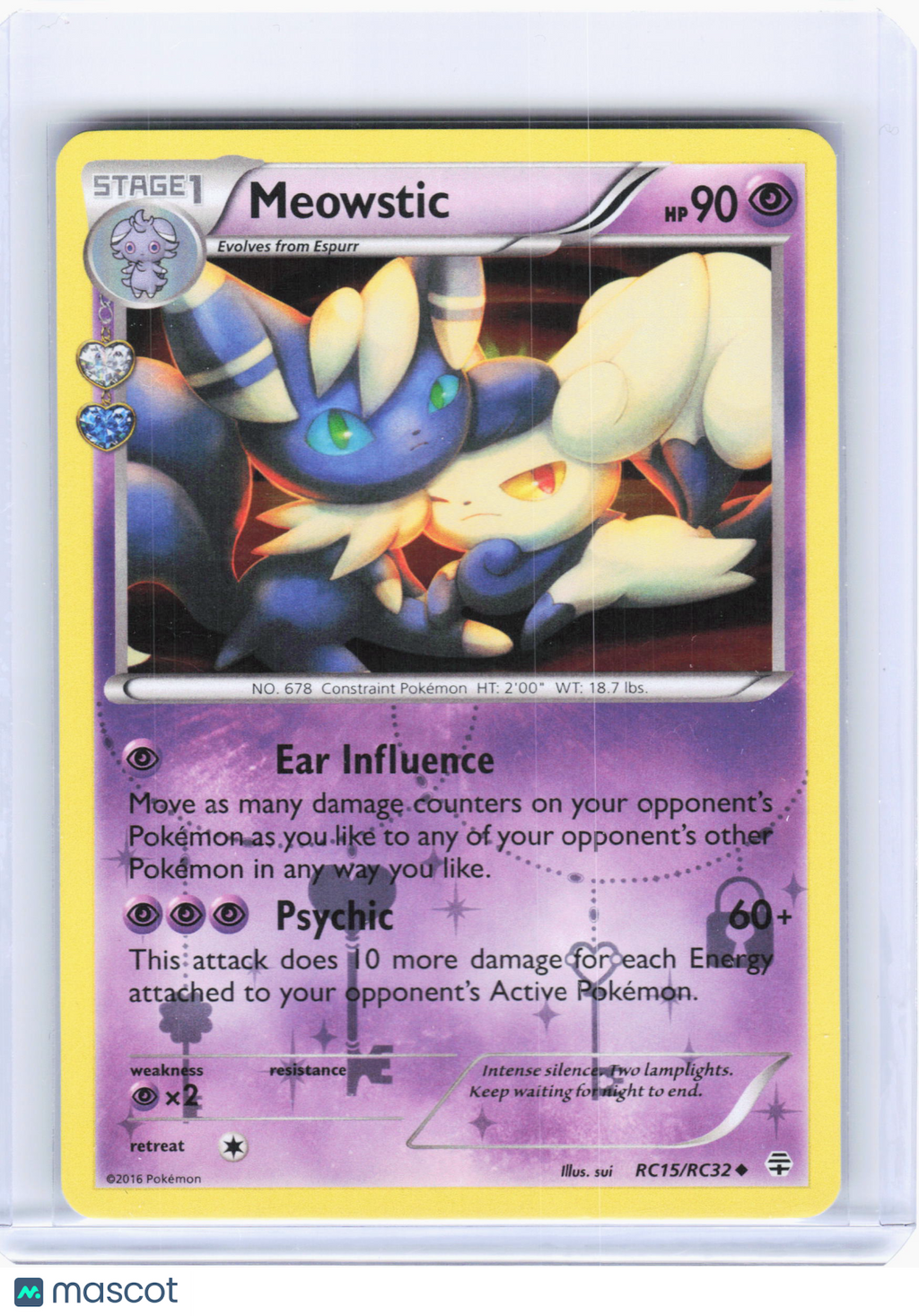 2016 Pokemon—Meowstic #RC15 Generations: Radiant Collection—UC Reverse Holo [LP]