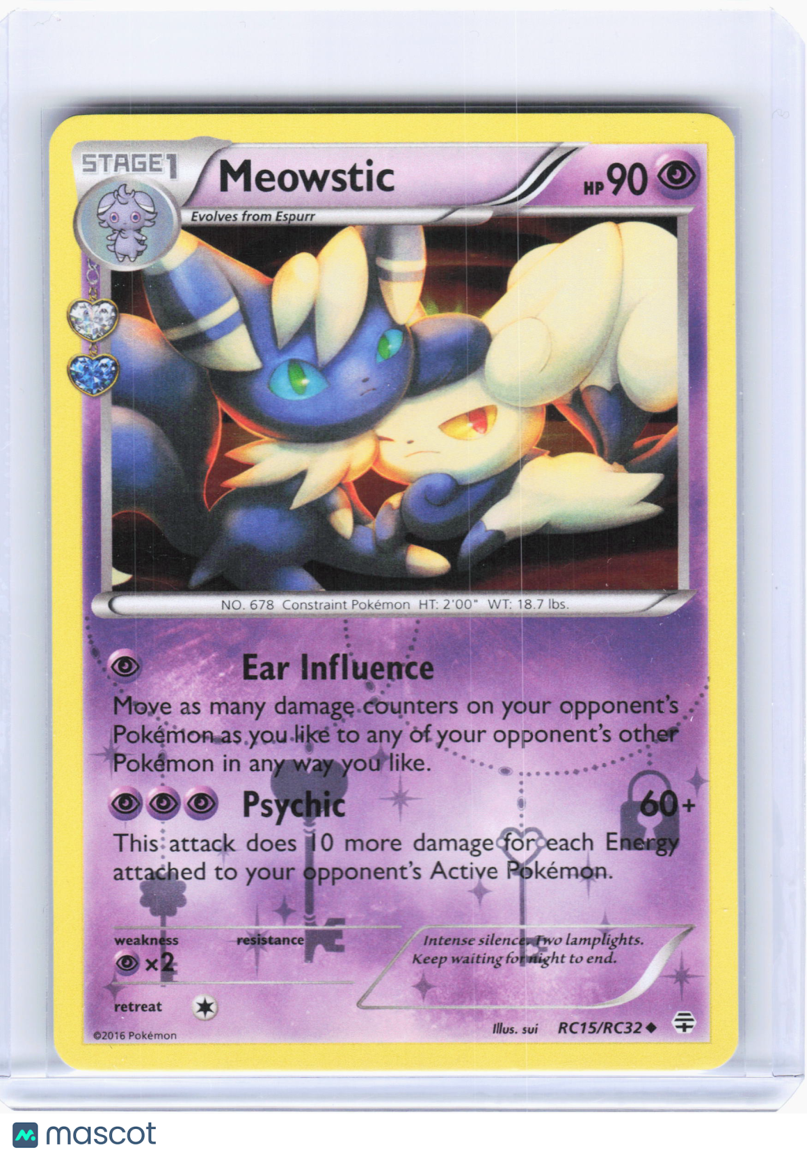 2016 Pokemon—Meowstic #RC15 Generations: Radiant Collection—UC Reverse Holo [LP]