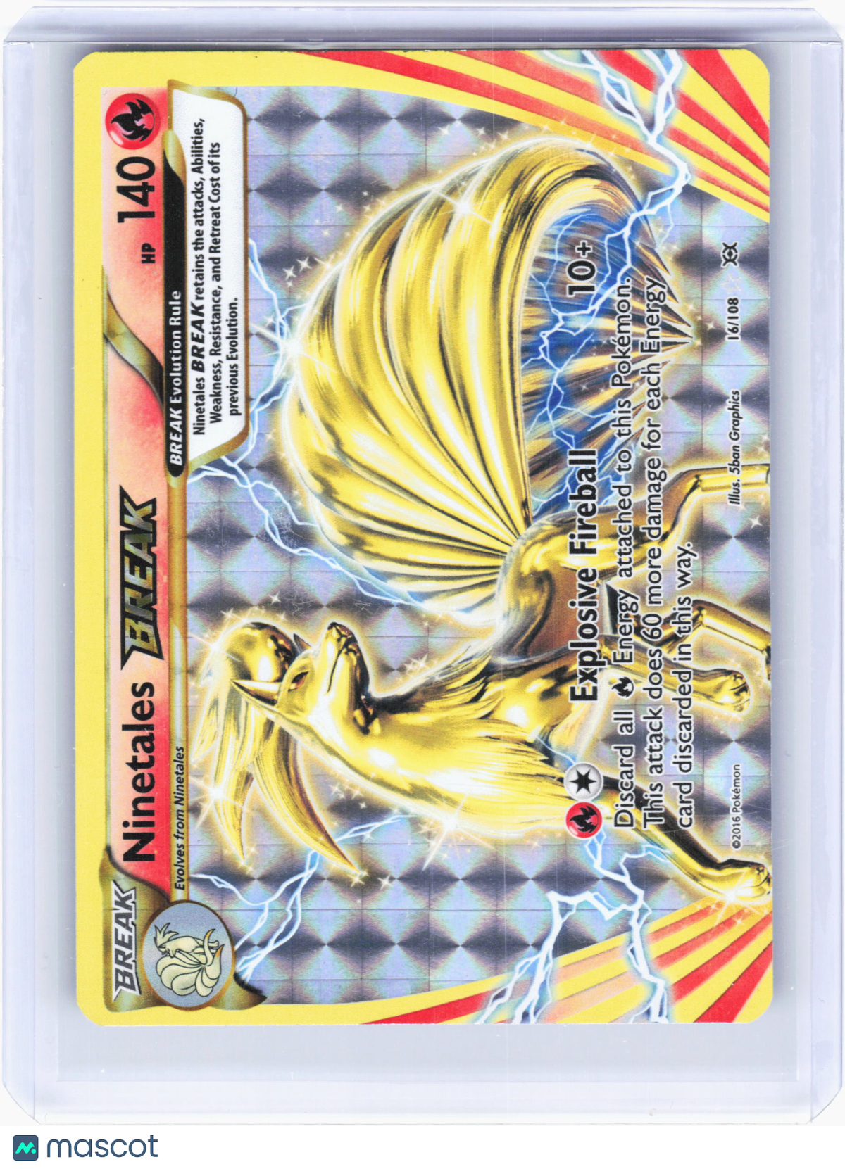 2016 Pokemon—Ninetales BREAK #16 Evolutions—Rare BREAK Holo
