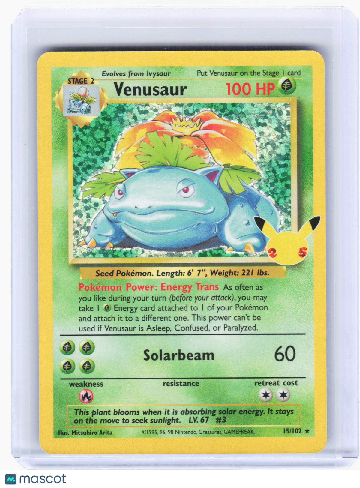 2021 Pokemon—Venusaur #15 Celebrations: Classic Collection—Rare Holo