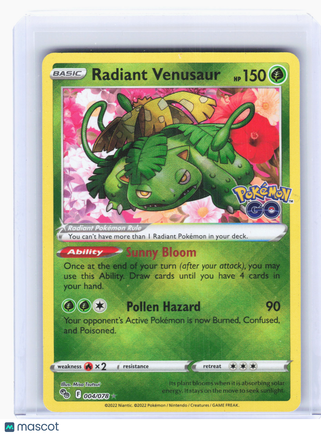 2022 Pokemon —Radiant Venusaur #4 GO—Radiant Rare Holo [Damaged]