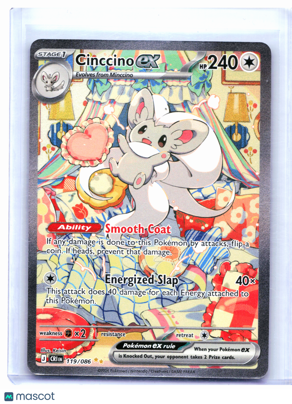 2026 Pokemon—Cinccino ex #119/086 Chaos Rising—Special Illustration Rare Holo