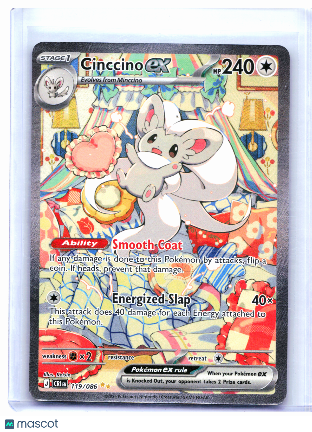 2026 Pokemon—Cinccino ex #119/086 Chaos Rising—Special Illustration Rare Holo