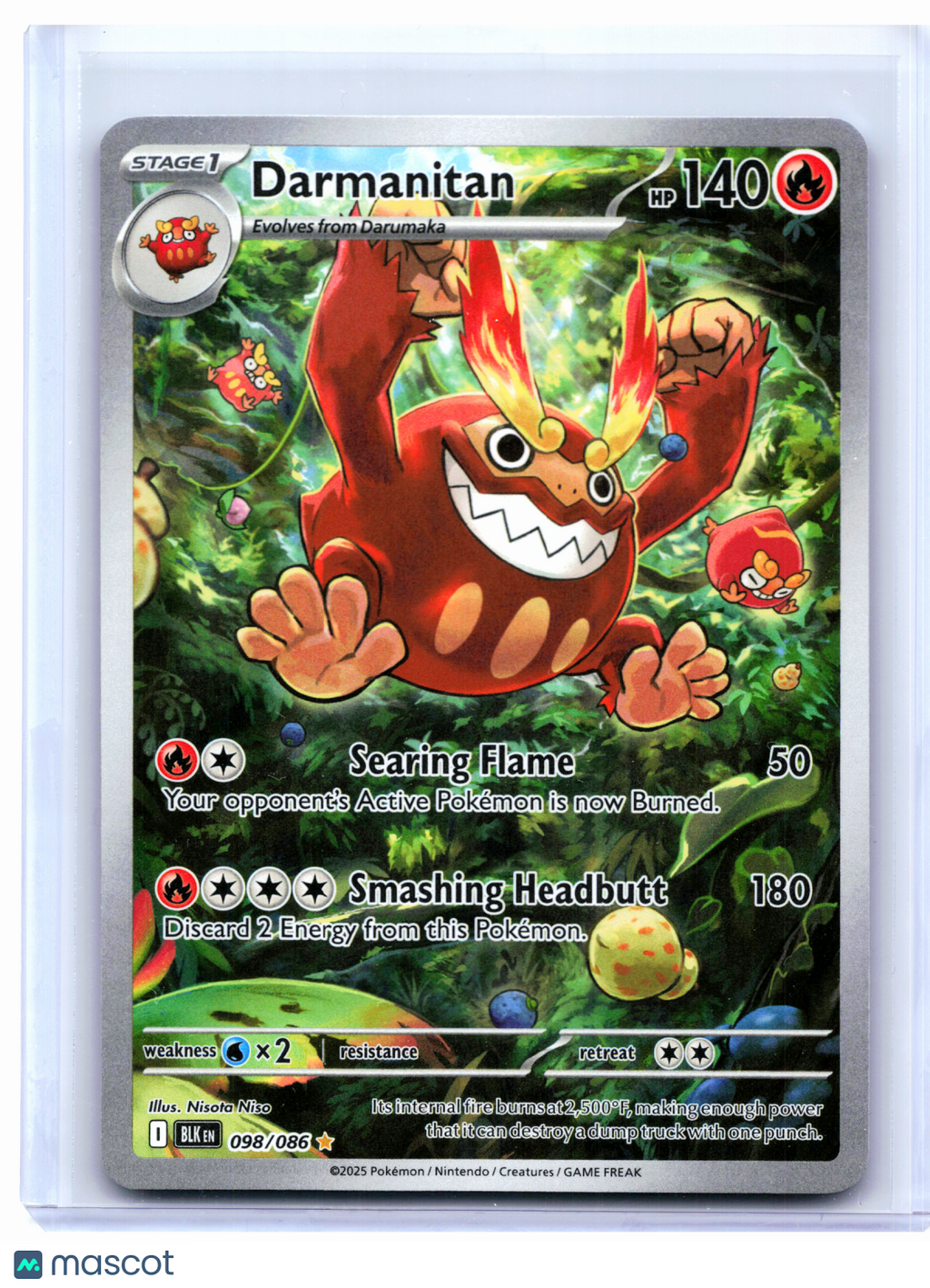 2025 Pokemon—Darmanitan #098/086 Black Bolt—Illustration Rare Holo