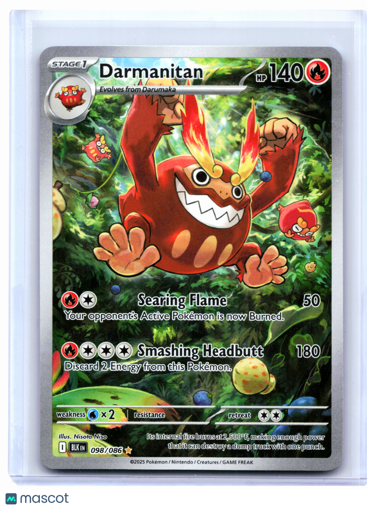 2025 Pokemon—Darmanitan #098/086 Black Bolt—Illustration Rare Holo