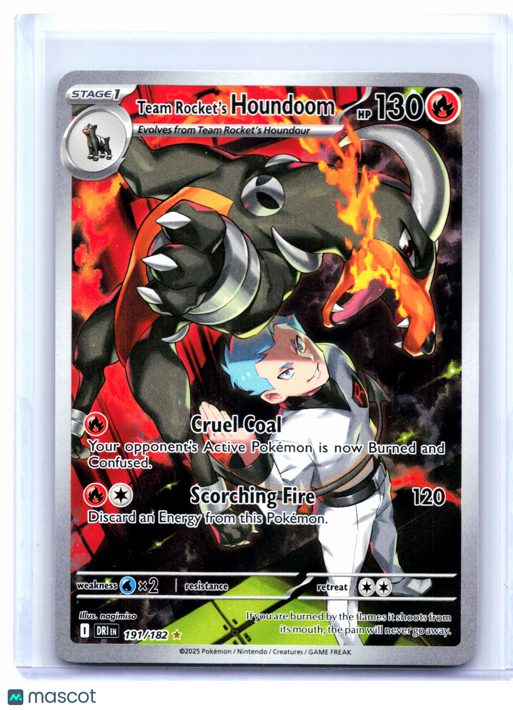 2025 Pokemon—Team Rocket's Houndoom #191/182 DRI—Illustration Rare Holo