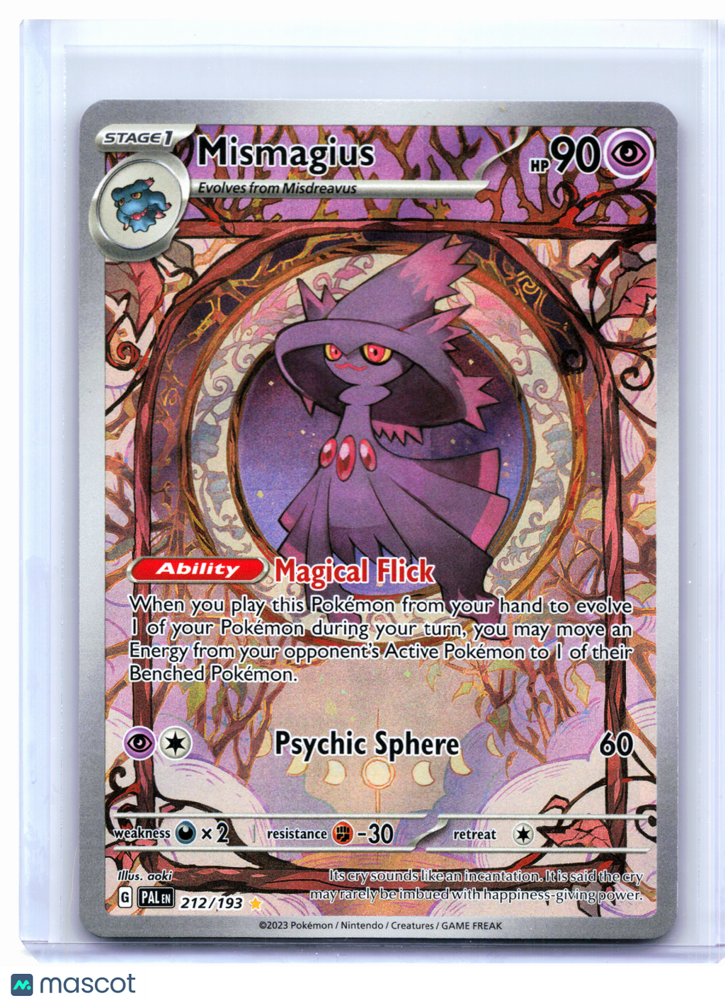 2023 Pokemon—Mismagius #212/193 Paldea Evolved—Illustration Rare Holo