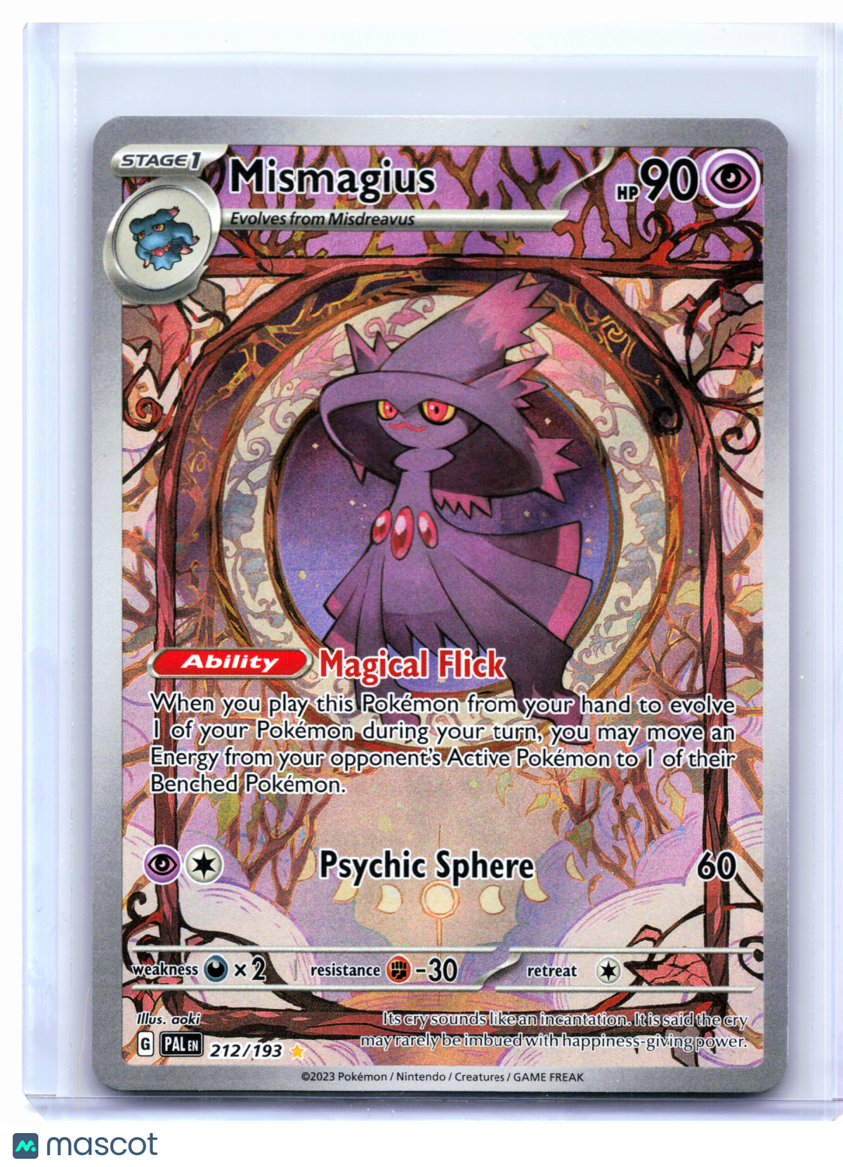 2023 Pokemon—Mismagius #212/193 Paldea Evolved—Illustration Rare Holo