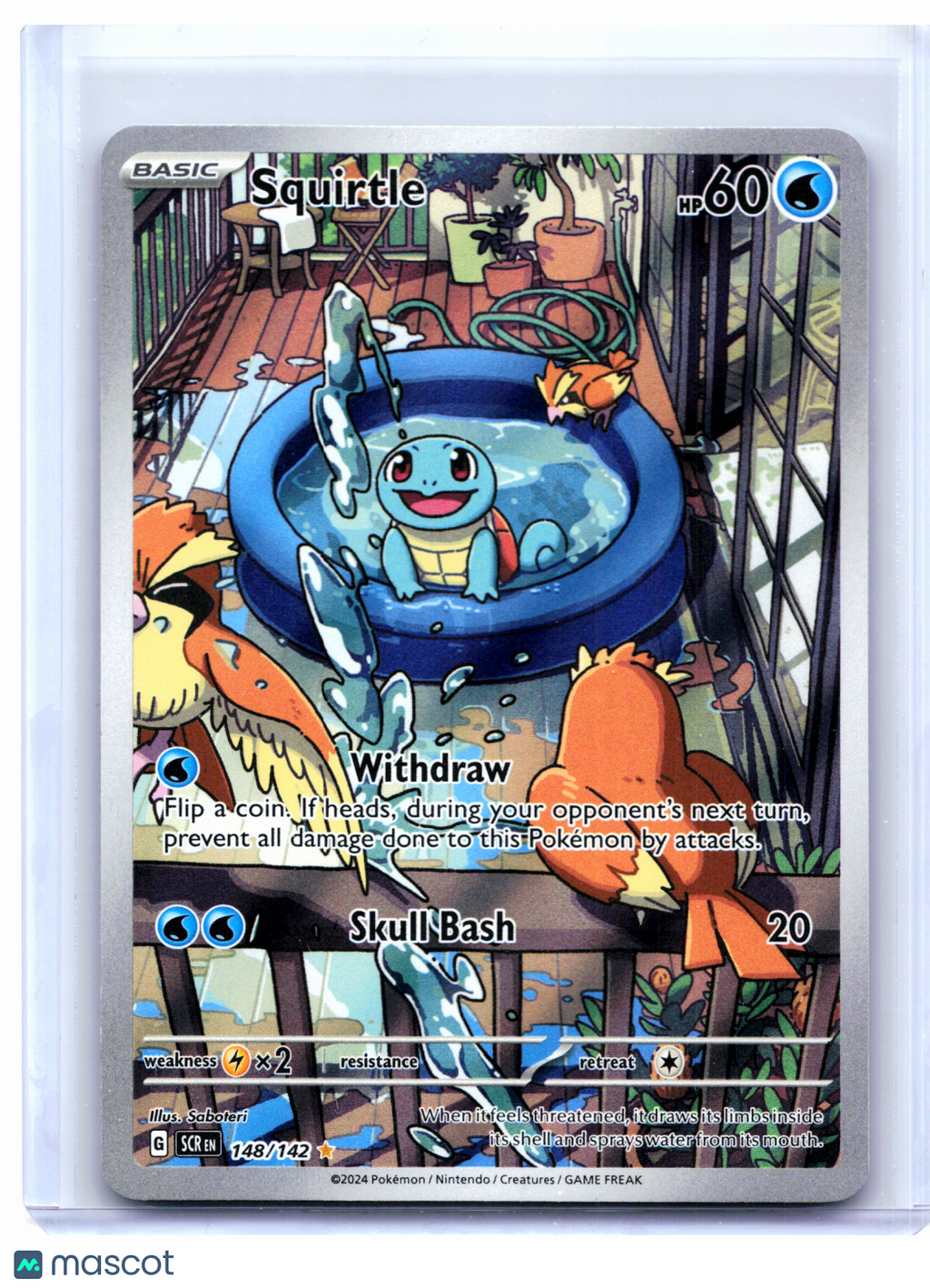 2024 Pokemon—Squirtle #148/142 Stellar Crown—Illustration Rare Holo