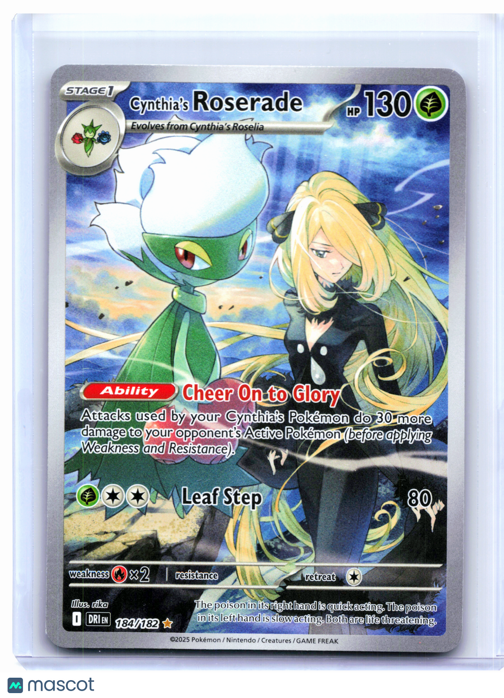 2025 Pokemon—Cynthia's Roserade #184/182 DRI—Illustration Rare Holo [LP]