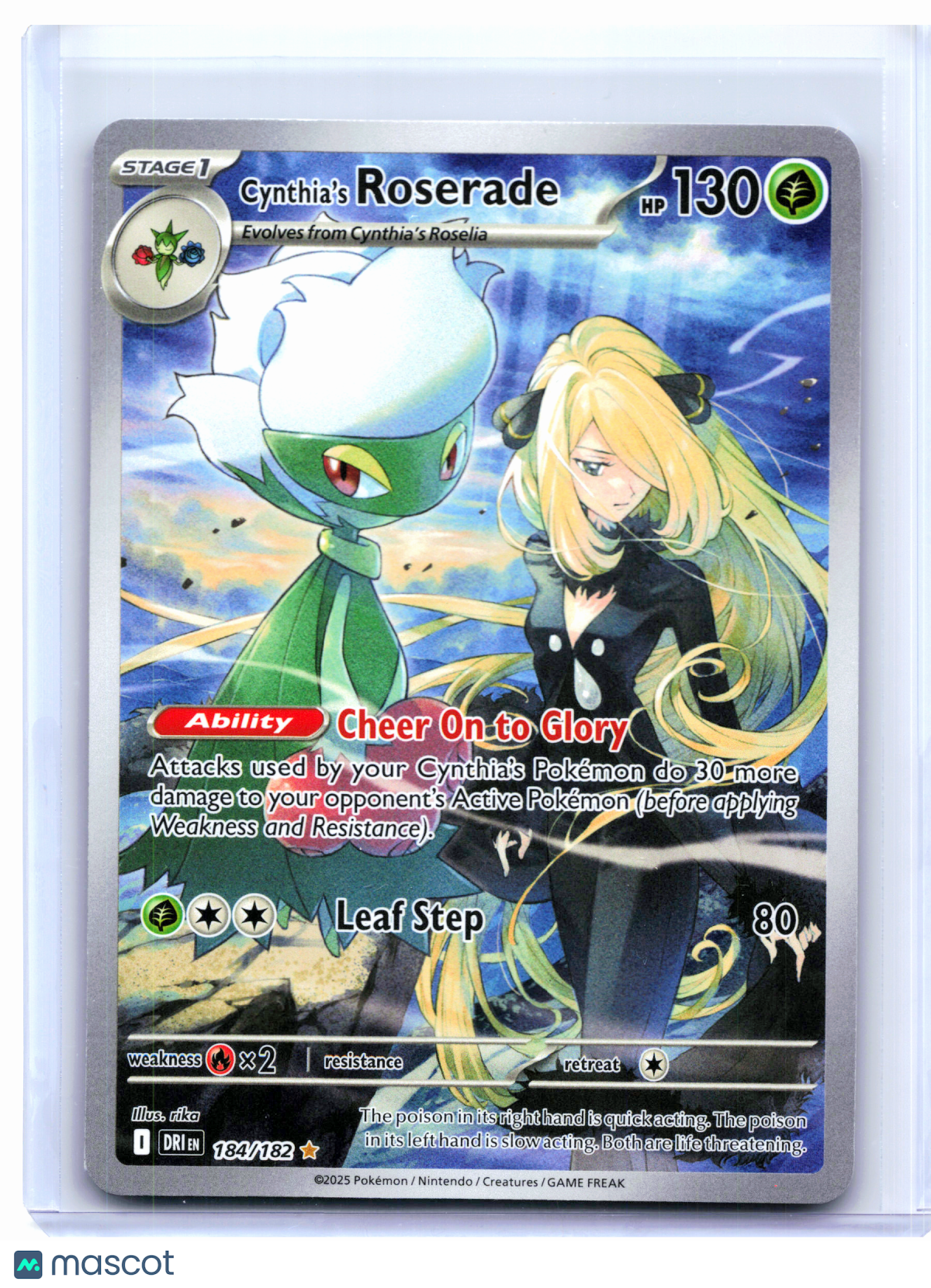 2025 Pokemon—Cynthia's Roserade #184/182 DRI—Illustration Rare Holo [LP]
