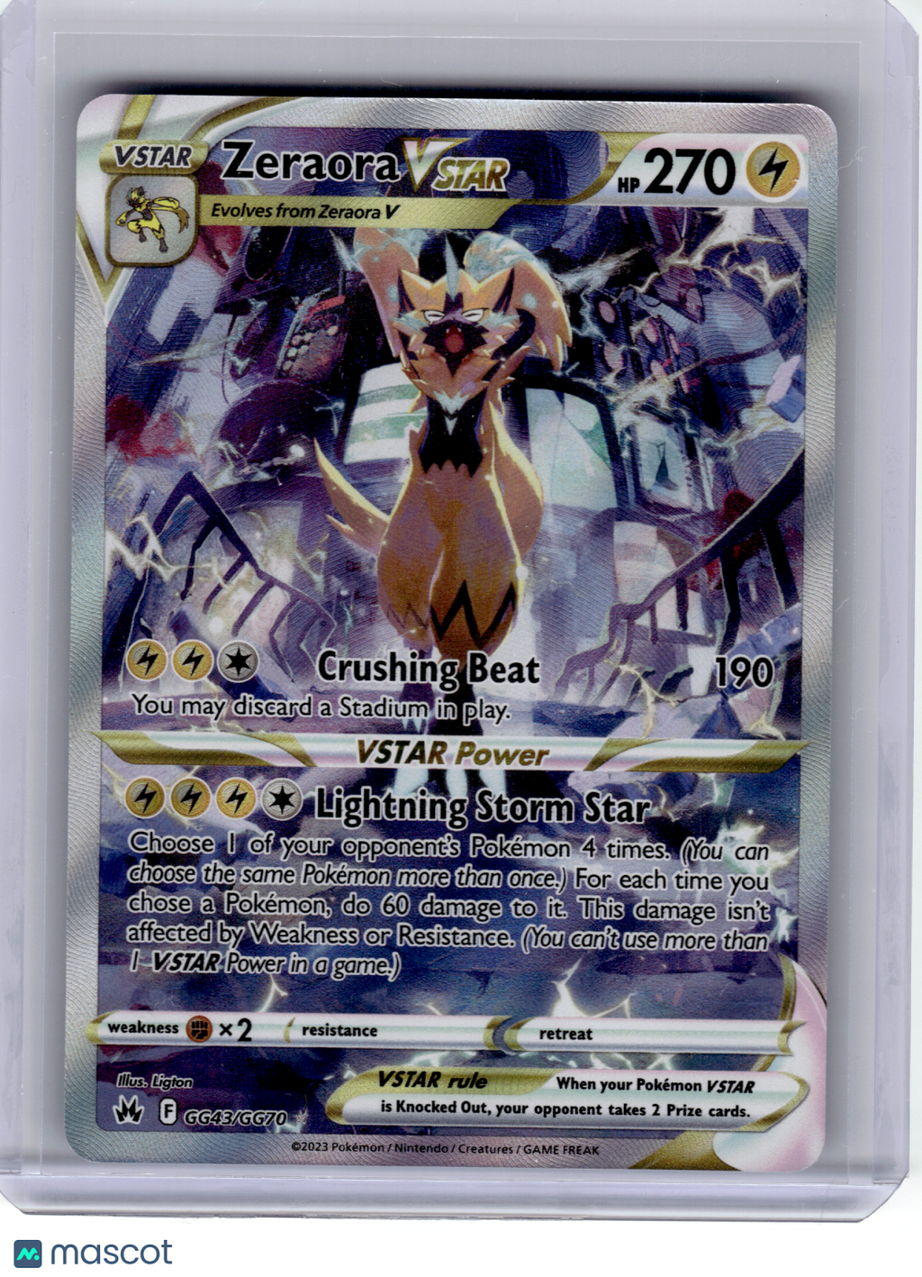 2023 Pokemon—Zeraora VSTAR #GG43 Crown Zenith: Galarian Gallery—Ultra Rare Holo