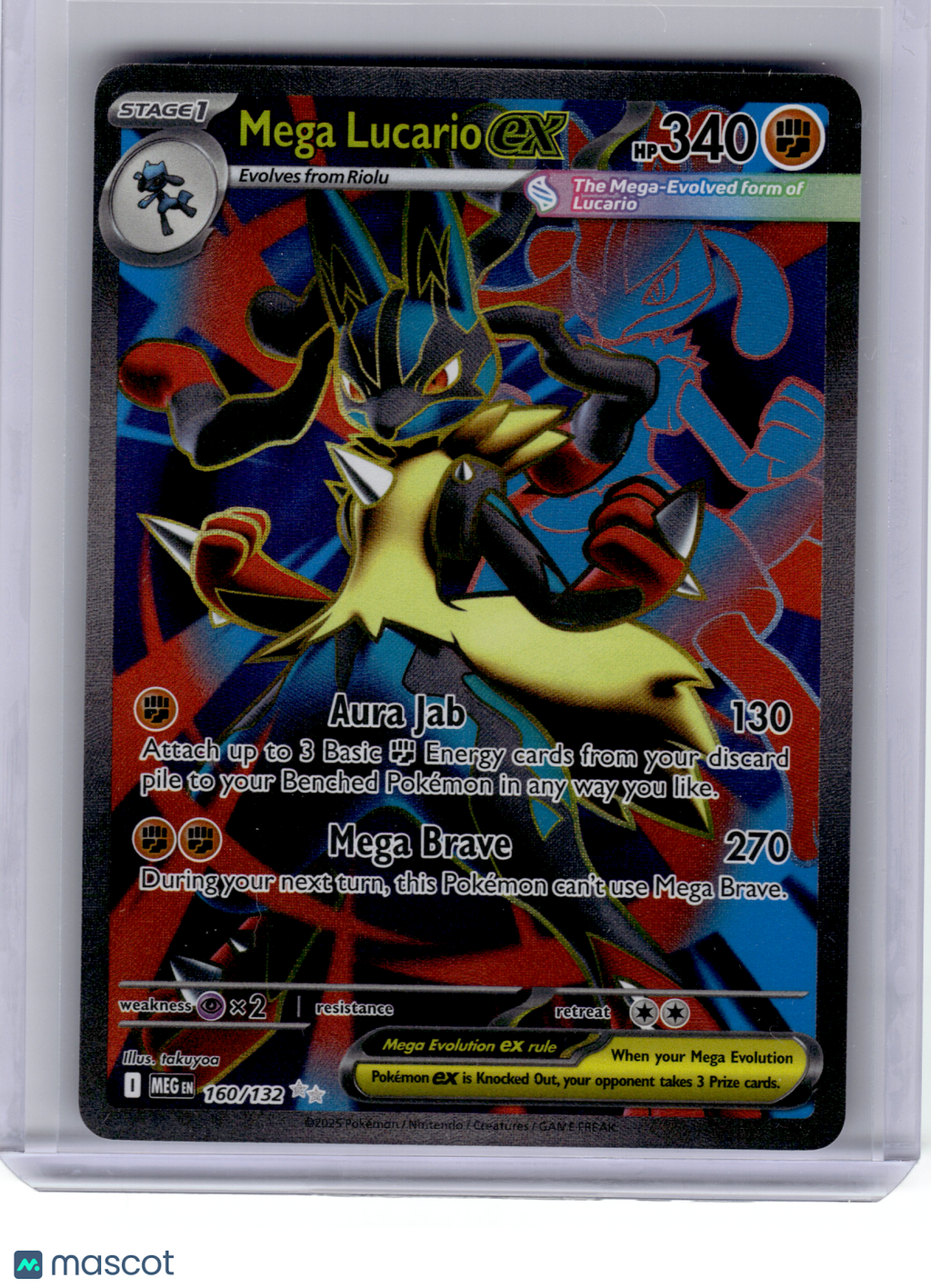 2025 Pokemon—Mega Lucario ex #160 Mega Evolution—Ultra Rare Holo
