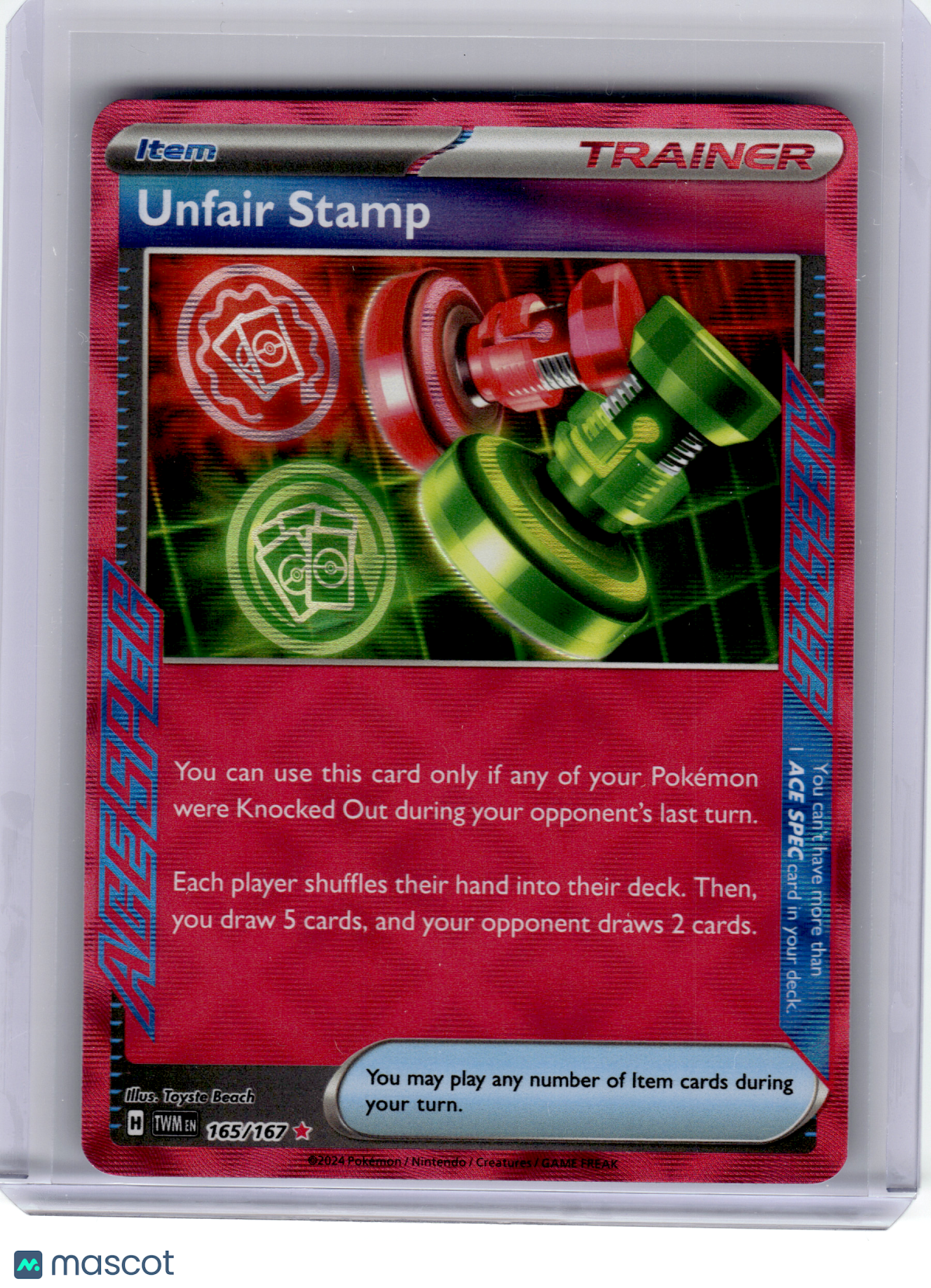 2024 Pokemon—Unfair Stamp #165 Twilight Masquerade—ACE SPEC Rare Holo