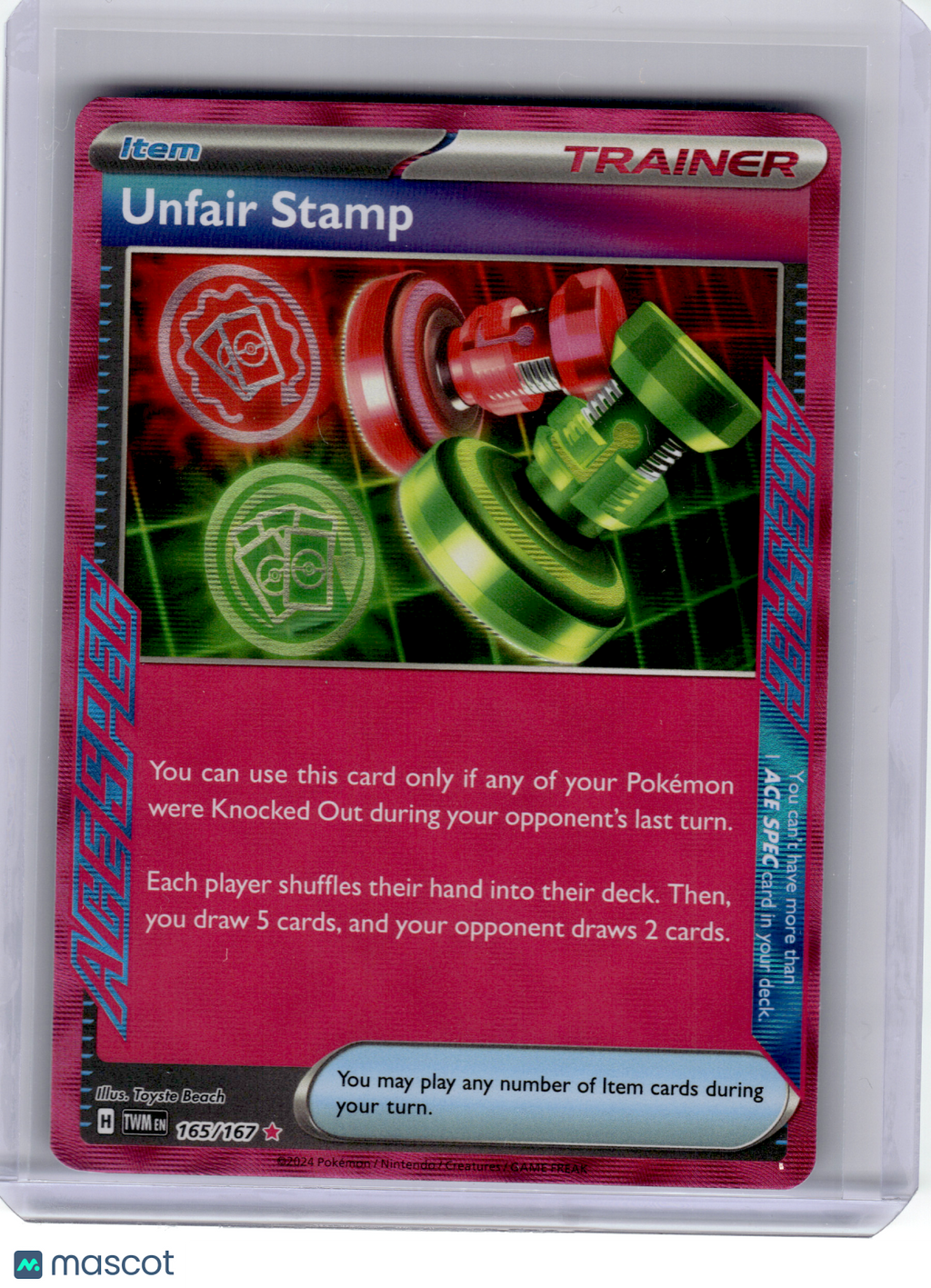 2024 Pokemon—Unfair Stamp #165 Twilight Masquerade—ACE SPEC Rare Holo