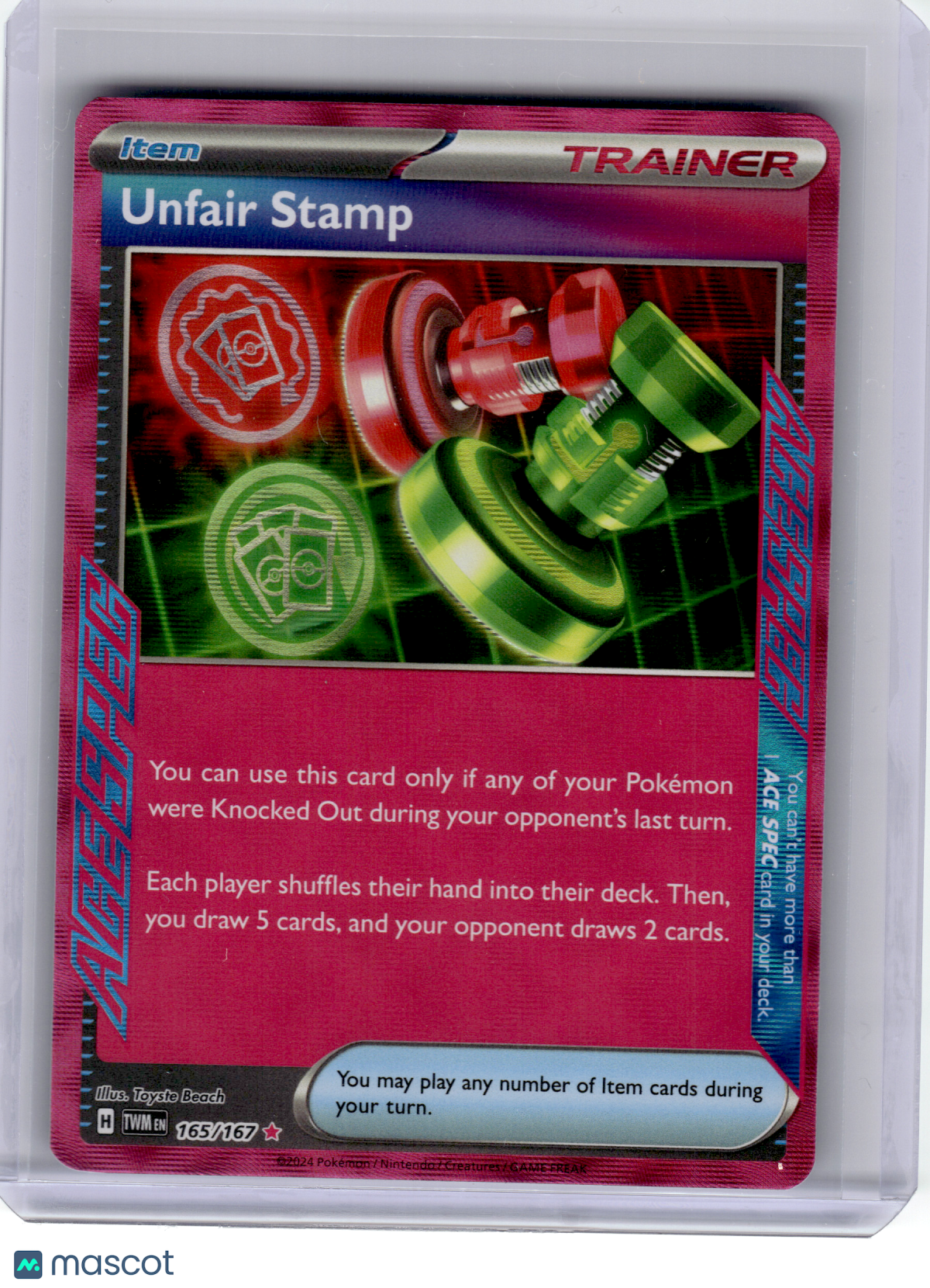2024 Pokemon—Unfair Stamp #165 Twilight Masquerade—ACE SPEC Rare Holo