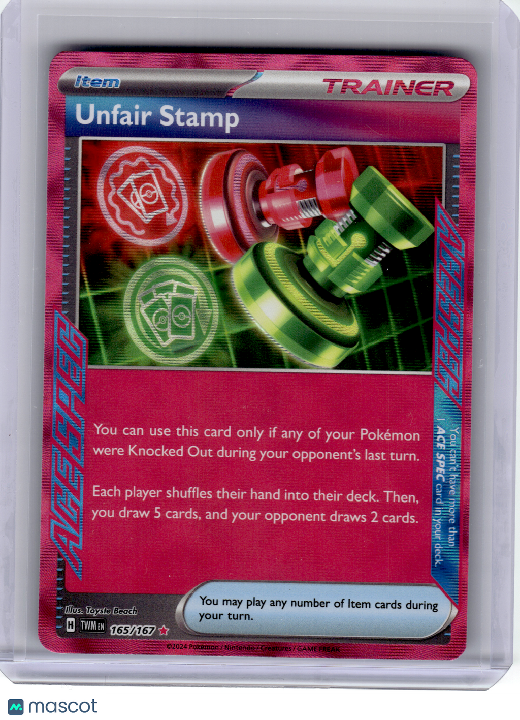 2024 Pokemon—Unfair Stamp #165 Twilight Masquerade—ACE SPEC Rare Holo