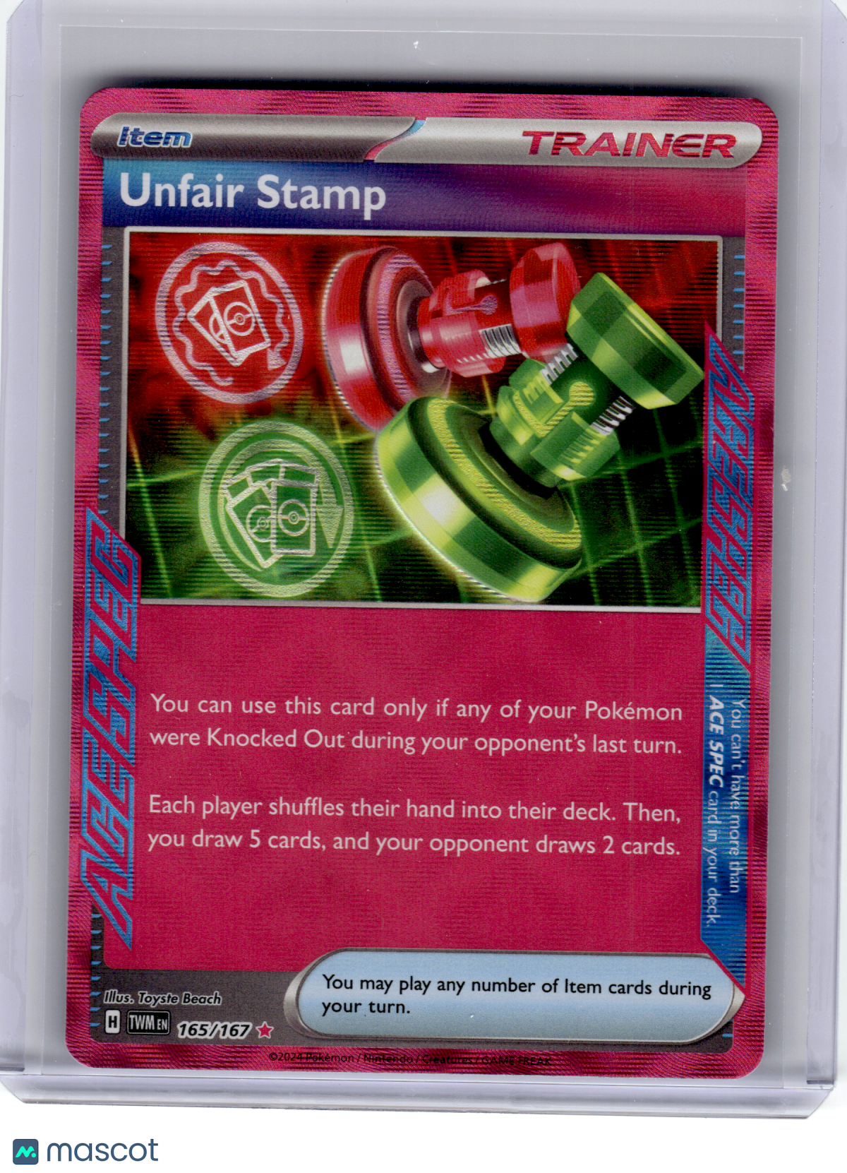 2024 Pokemon—Unfair Stamp #165 Twilight Masquerade—ACE SPEC Rare Holo