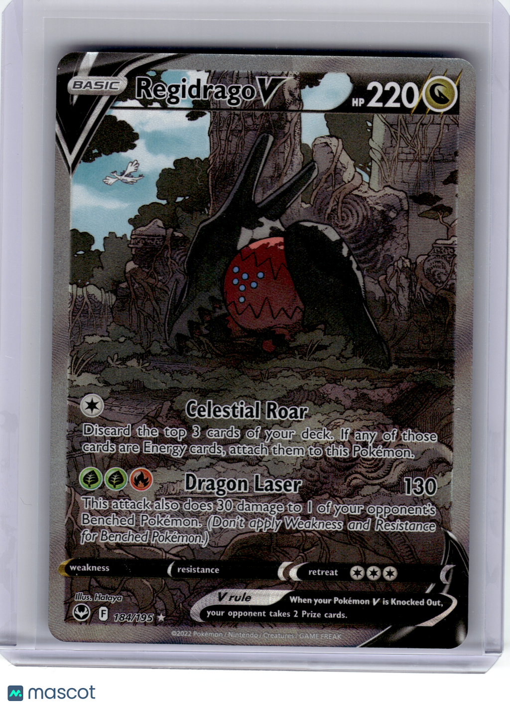 2022 Pokemon—Regidrago V #184 Silver Tempest—Ultra Rare Holo