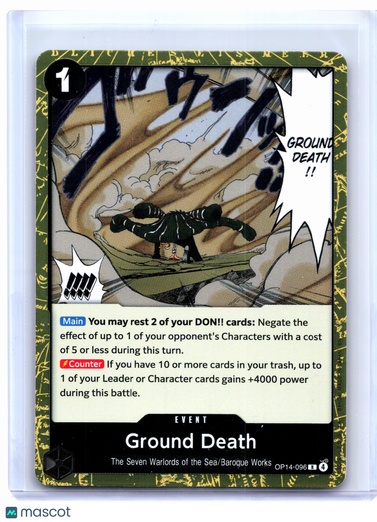 2026 One Piece Card Game—Ground Death #OP14-096 The Azure Sea's Seven—Rare Foil