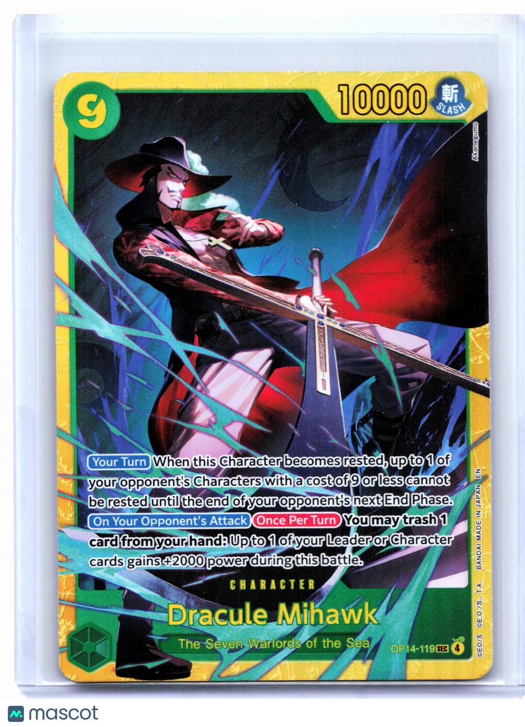 2026 One Piece—Dracule Mihawk #OP14-119 The Azure Sea's Seven—Secret Rare Foil