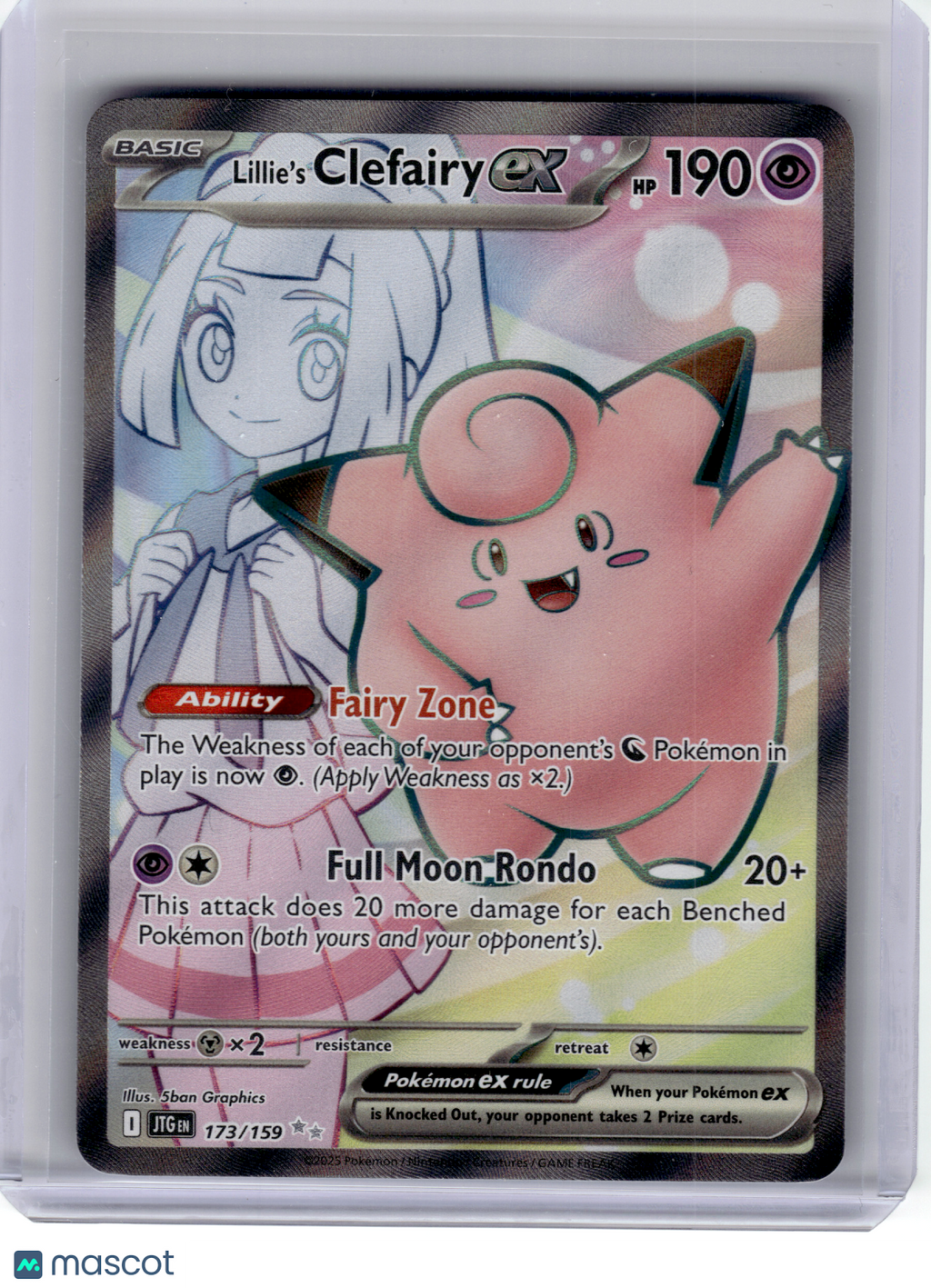 2025 Pokemon—Lillie's Clefairy ex #173 Journey Together—Ultra Rare Holo