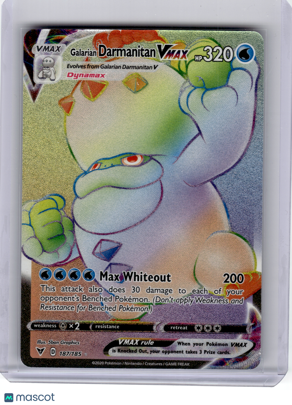 2020 Pokemon—Galarian Darmanitan VMAX #187 Vivid Voltage—Secret Rare Rainbow