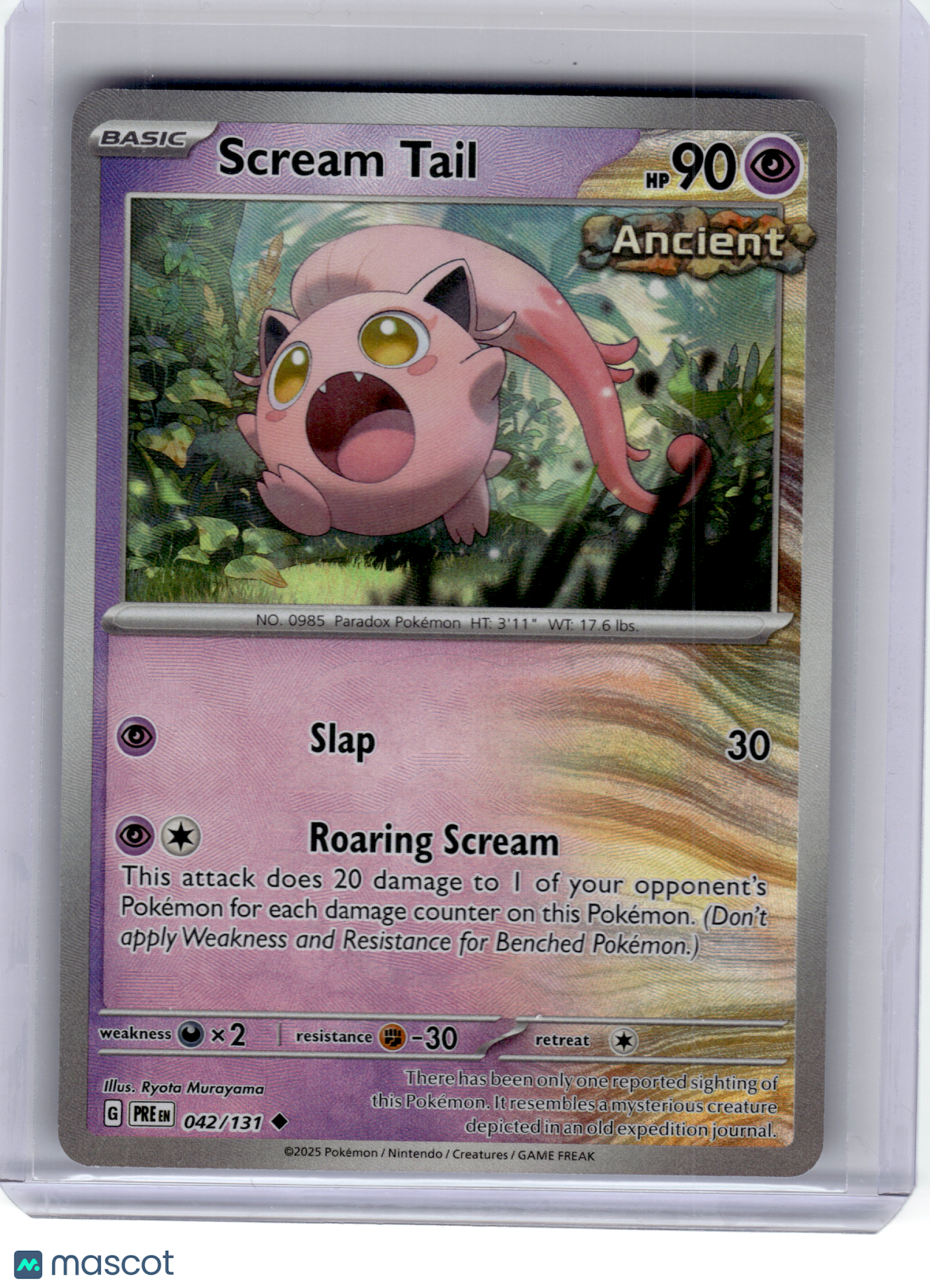 2025 Pokemon—Scream Tail #42 Prismatic Evolutions—UC Reverse Holo (Master Ball)