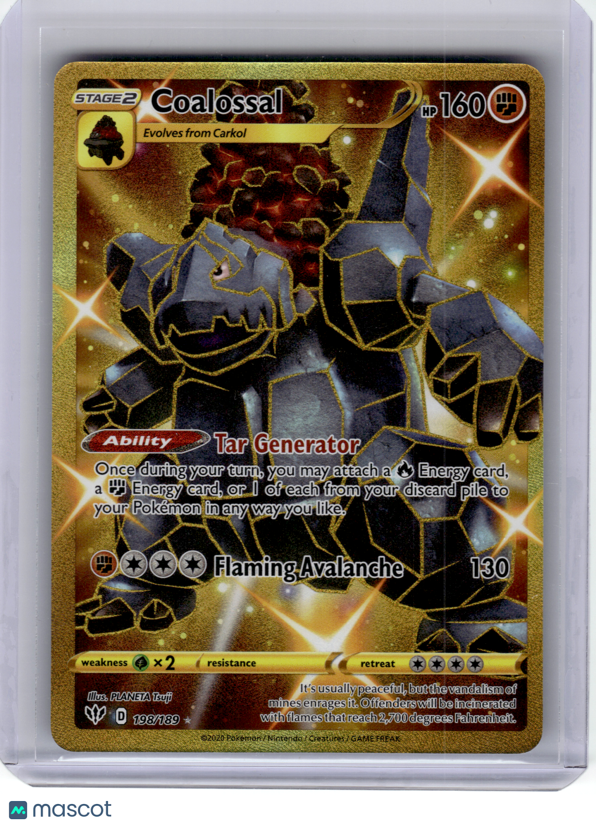 2020 Pokemon—Coalossal #198 Darkness Ablaze—Secret Rare Holo
