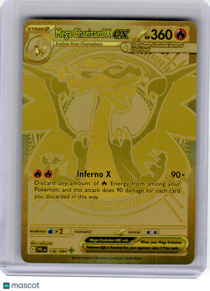 2025 Pokemon—Mega Charizard X ex #130 Phantasmal Flames—Mega Hyper Rare Gold