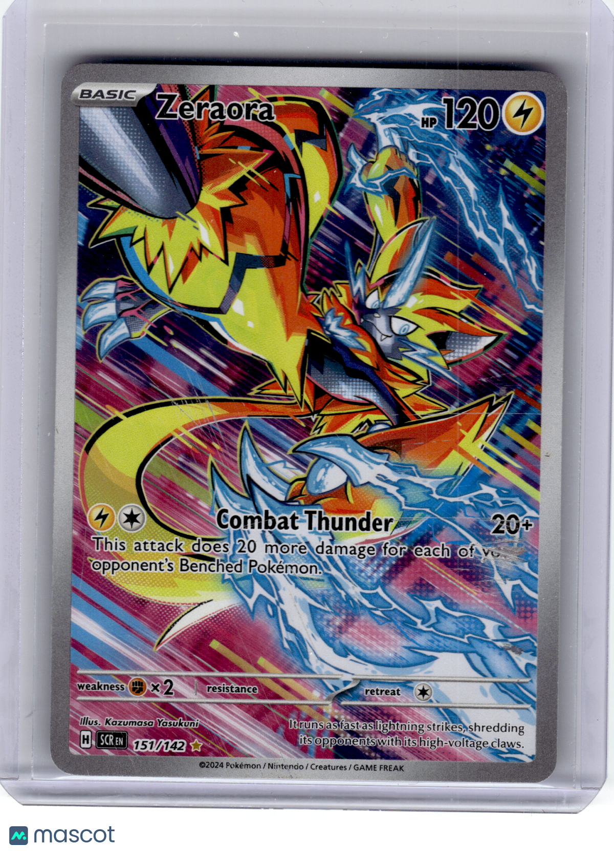 2024 Pokemon—Zeraora #151 Stellar Crown—Illustration Rare Holo [Damaged]