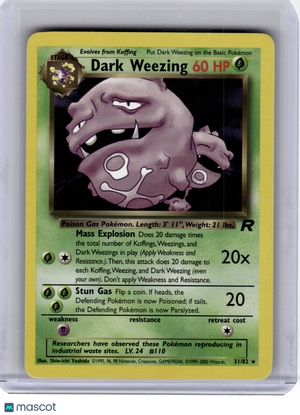 2000 Pokemon—Dark Weezing #31 Team Rocket—Rare Nonholo [Lightly Played]