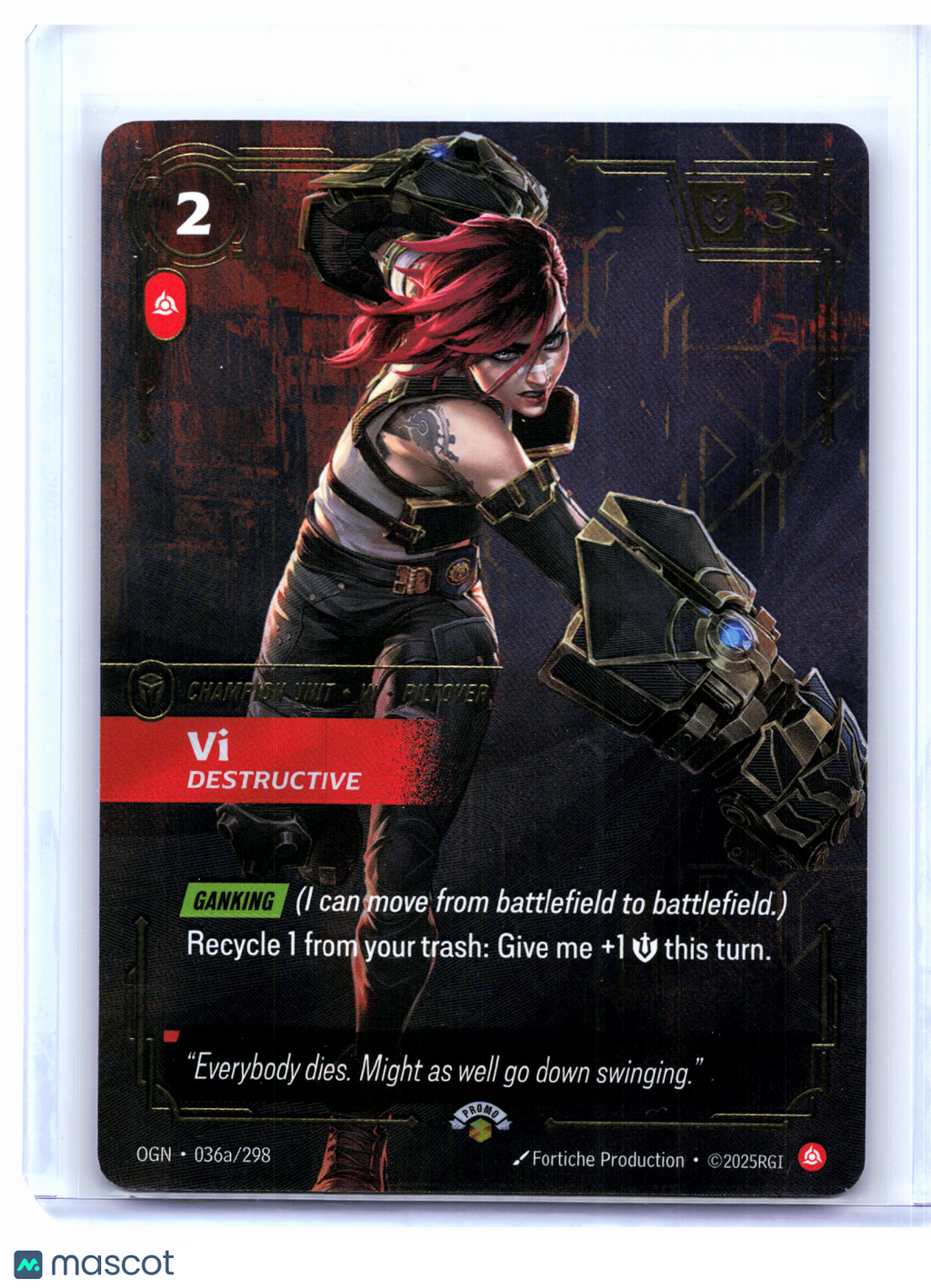 2025 Riftbound—Vi, Destructive #036a/298 Riftbound Promotional Cards—Promo Foil