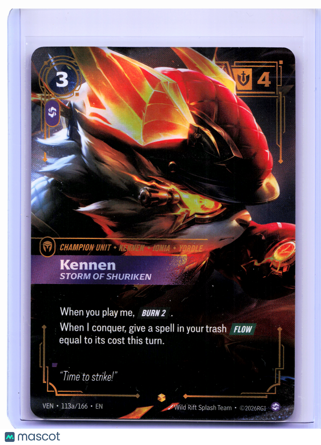 2026 Riftbound—Kennen, Storm of Shuriken (Alt Art) #113a Vendetta—Showcase Foil