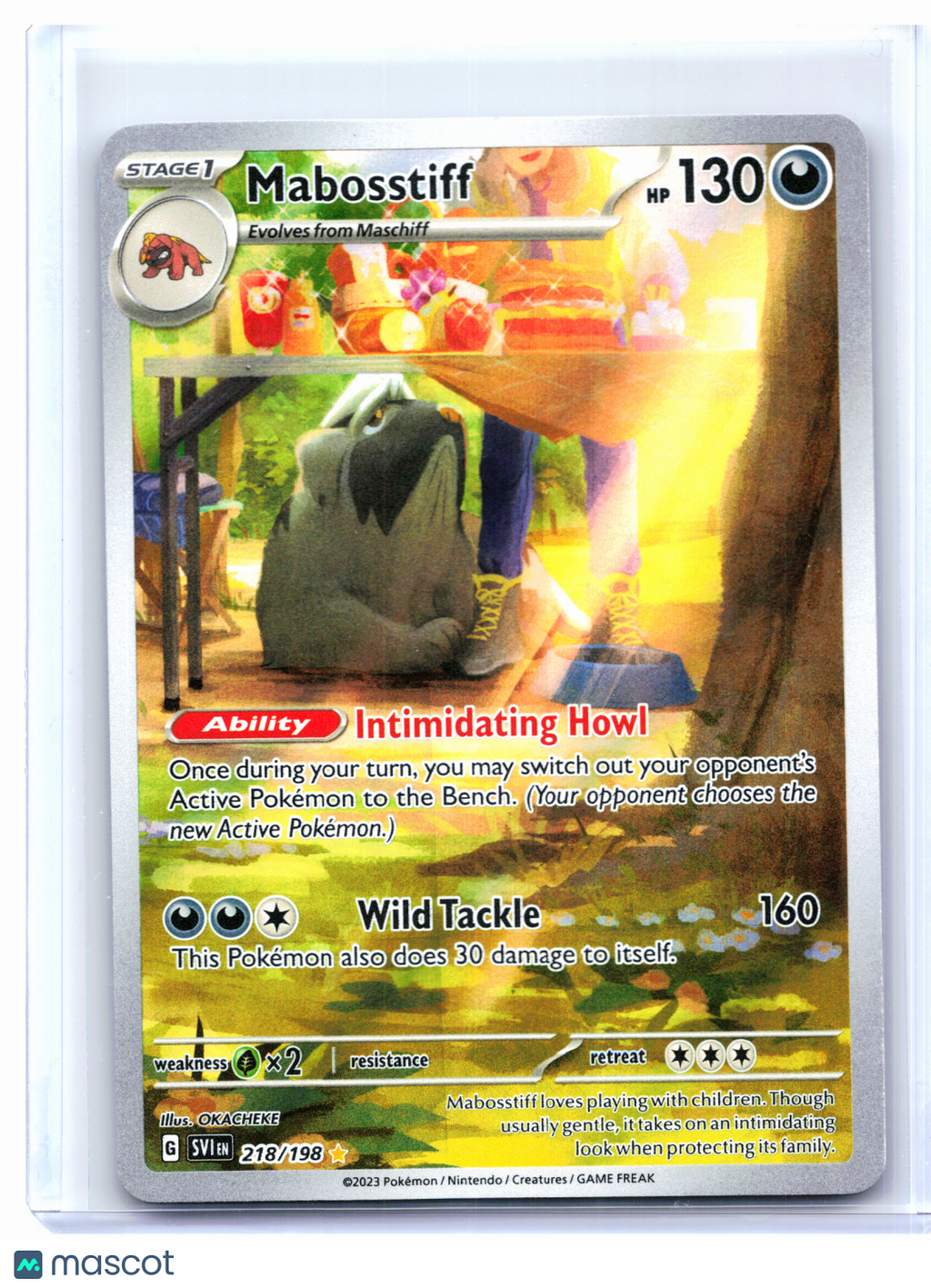 2023 Pokemon—Mabosstiff #218/198 Scarlet & Violet Base Set—IR Holo [LP]
