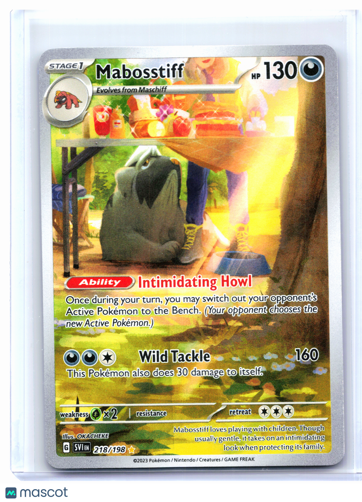 2023 Pokemon—Mabosstiff #218/198 Scarlet & Violet Base Set—IR Holo [LP]