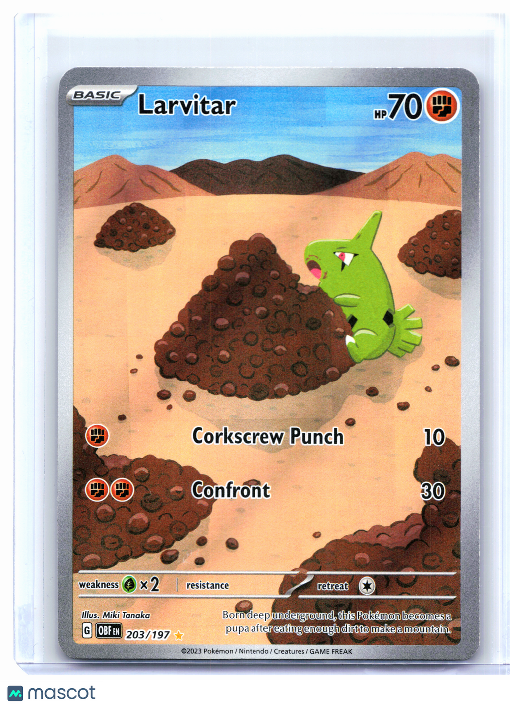 2023 Pokemon—Larvitar #203/197 Obsidian Flames—Illustration Rare Holo [MP]