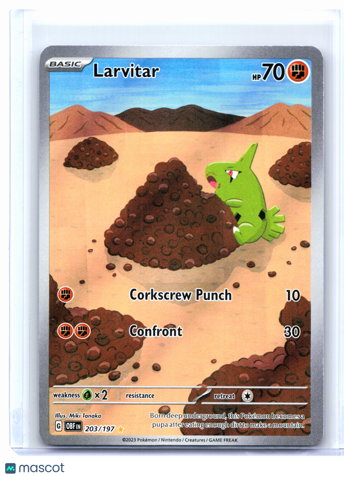 2023 Pokemon—Larvitar #203/197 Obsidian Flames—Illustration Rare Holo [MP]