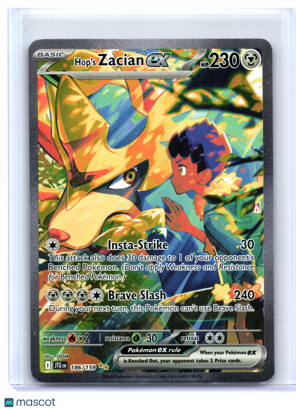 2025 Pokemon—Hop's Zacian ex #186/159 Journey Together—SIR Holo [Damaged]