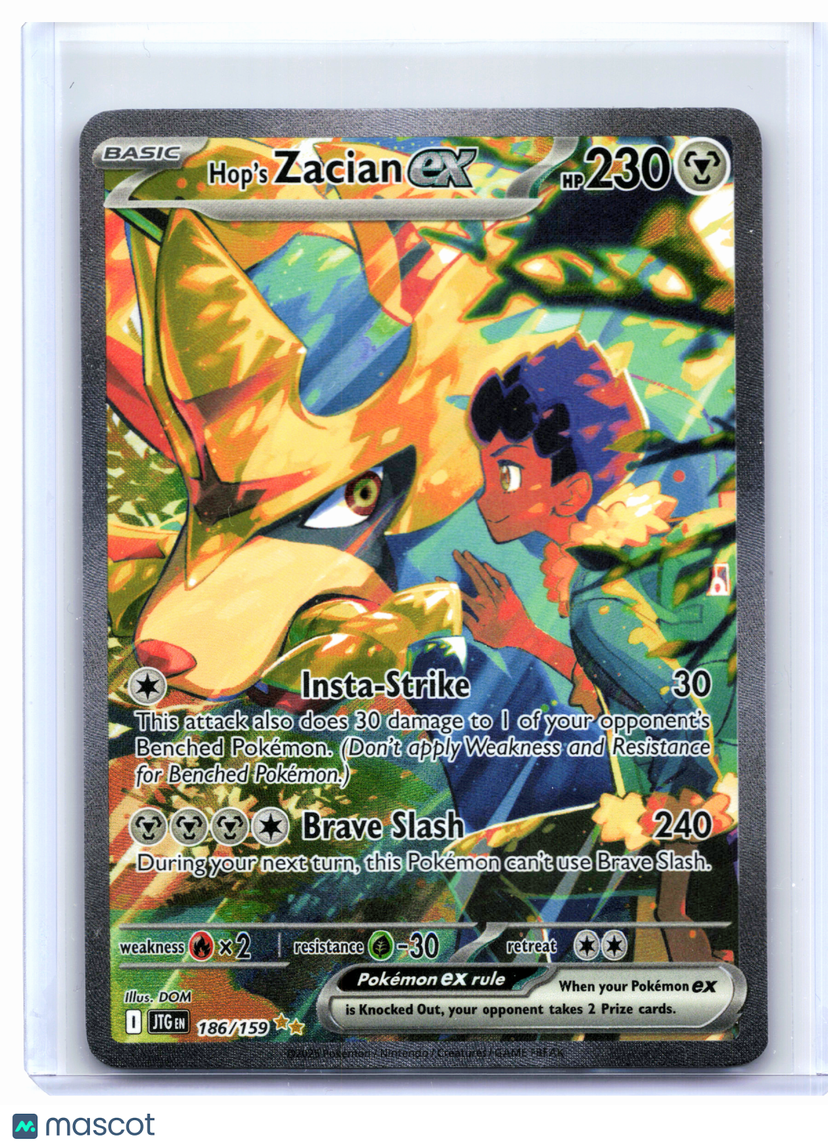 2025 Pokemon—Hop's Zacian ex #186/159 Journey Together—SIR Holo [Damaged]