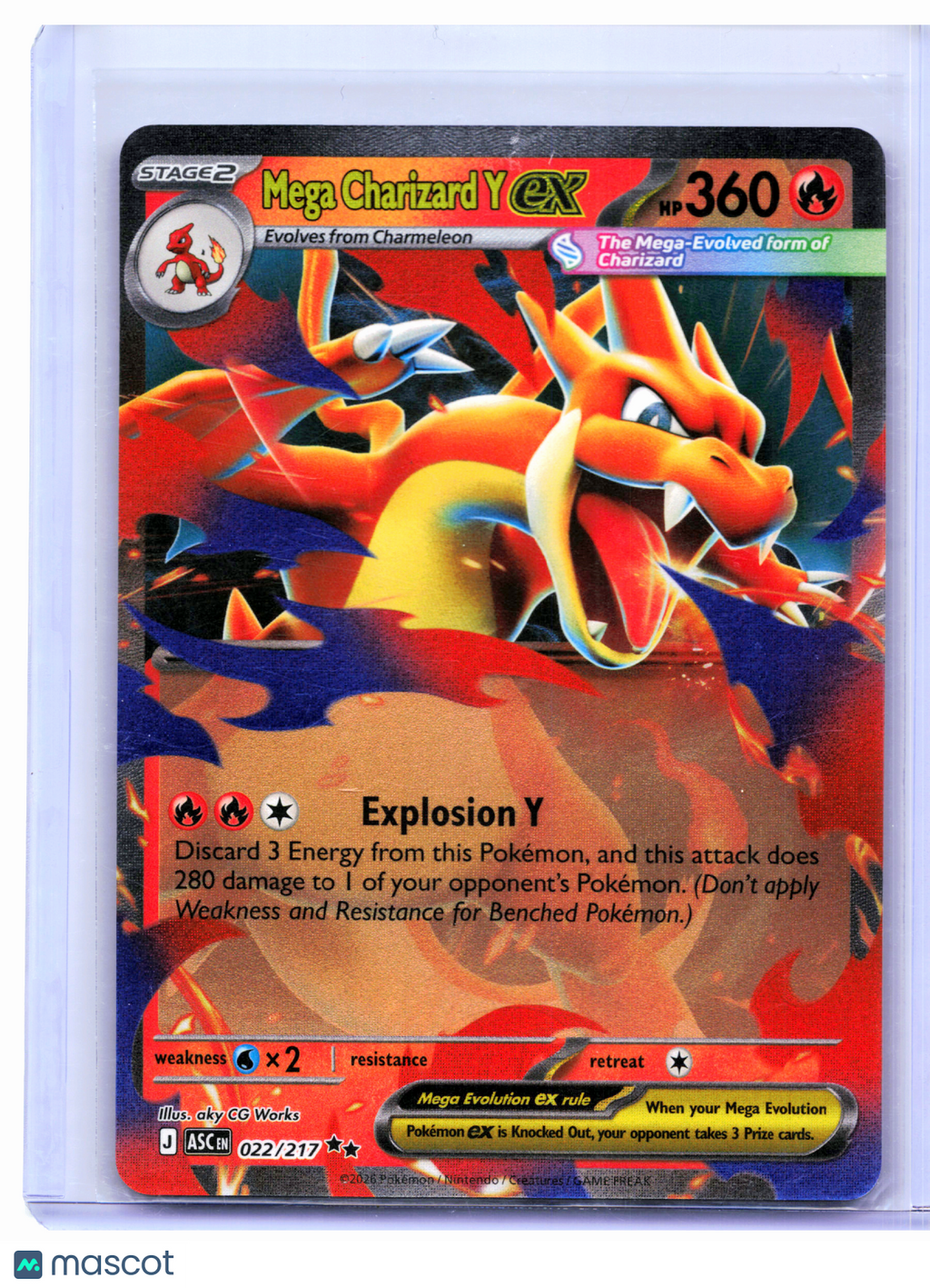 2026 Pokemon—Mega Charizard Y ex #022/217 Ascended Heroes—Double Rare Holo