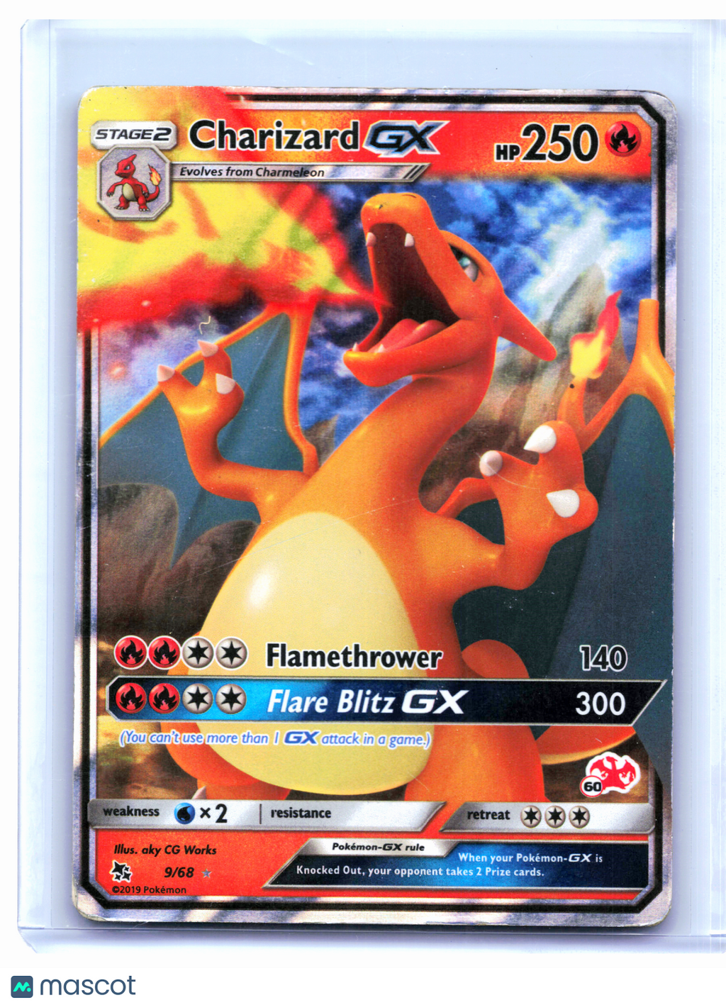 2019 Pokemon—Charizard GX (#60 Stamped) #9/68 Battle Academy—Promo Holo [DMG]