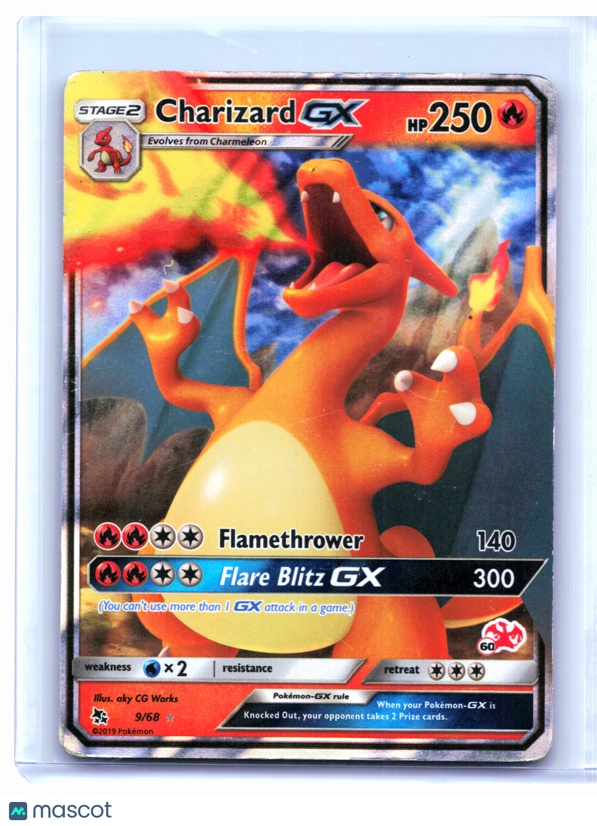 2019 Pokemon—Charizard GX (#60 Stamped) #9/68 Battle Academy—Promo Holo [DMG]