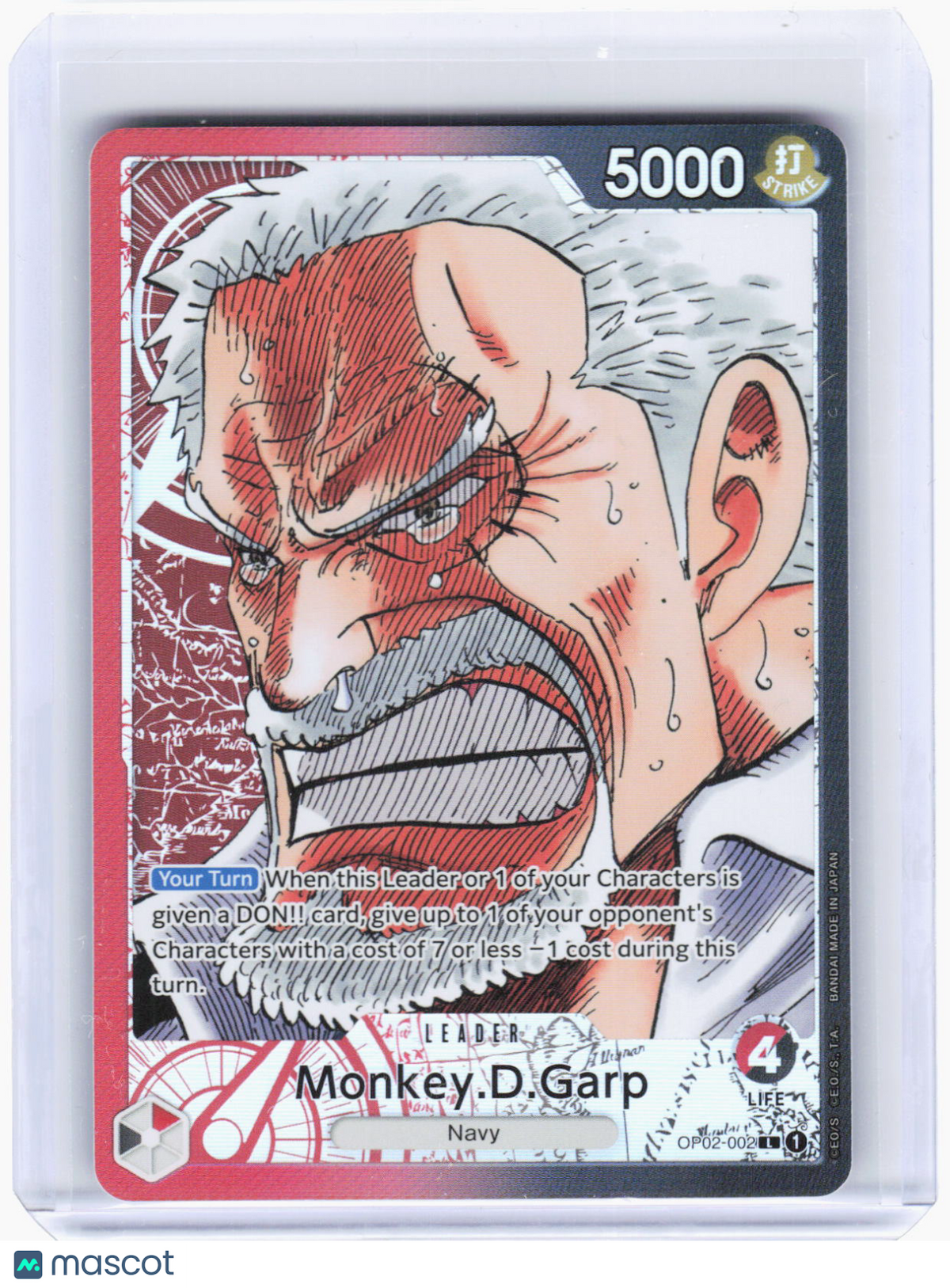 2022 One Piece Card Game—Monkey.D.Garp #OP02-002 Paramount War—Leader Foil
