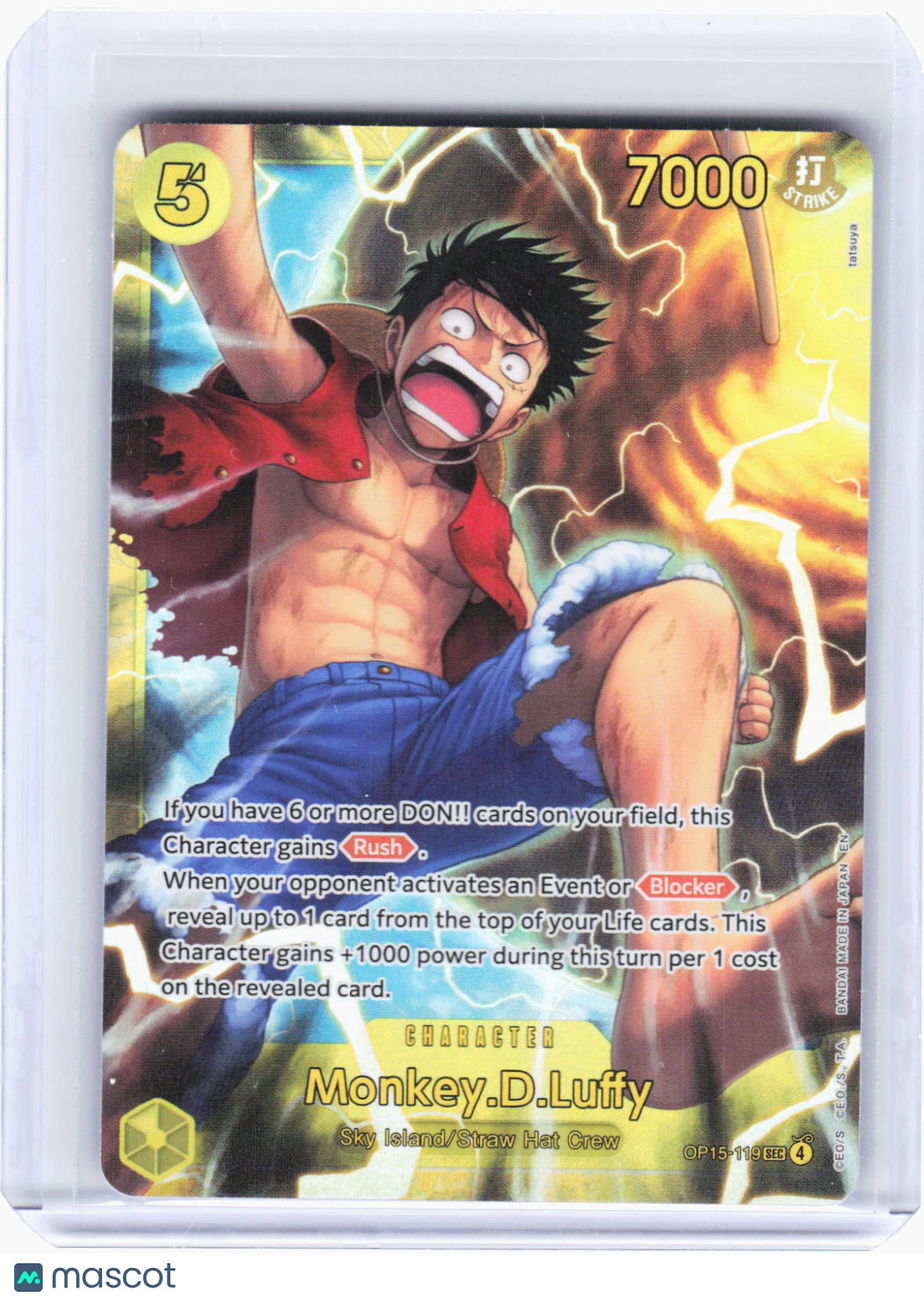 2023 One Piece Card Game—Monkey.D.Luffy #OP15-119 Adventure on Kami's Island—SEC Foil