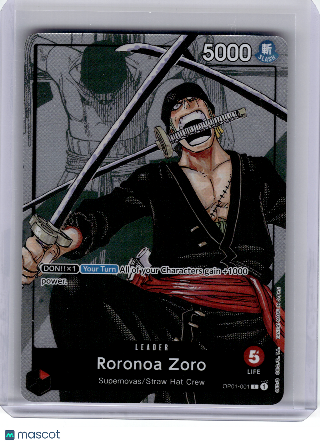 2023 One Piece—Roronoa Zoro (Alt Art) #OP01-001 Premium CC 25th Edition—Leader