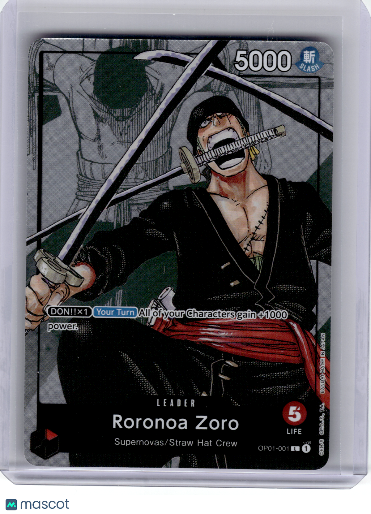 2023 One Piece—Roronoa Zoro (Alt Art) #OP01-001 Premium CC 25th Edition—Leader