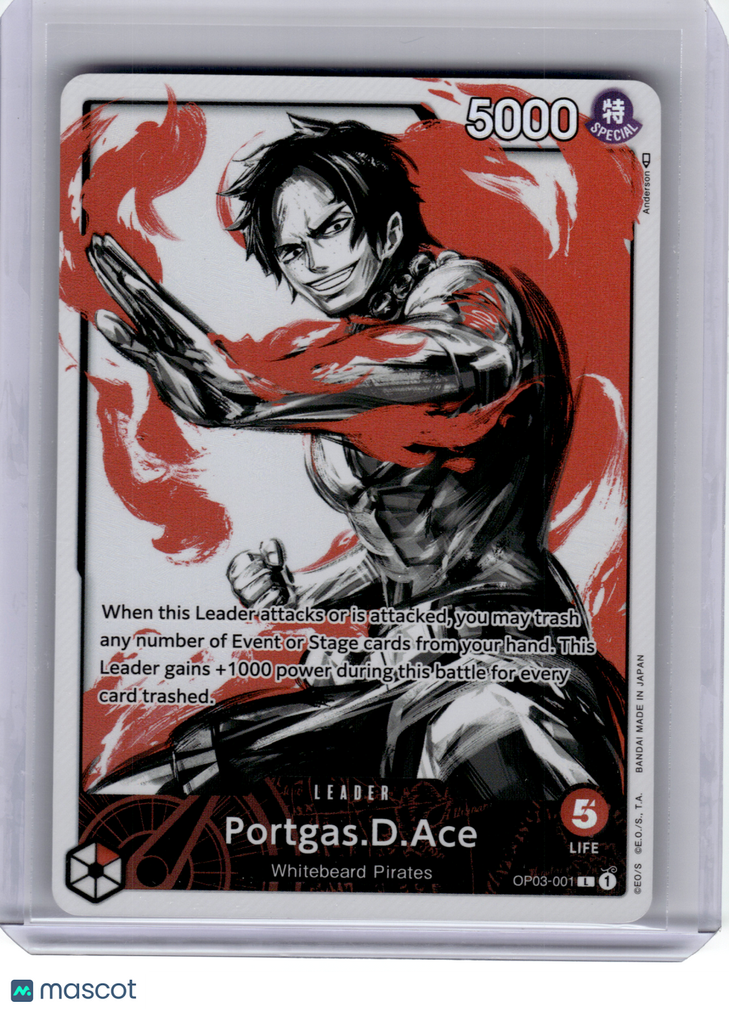 2023 One Piece—Portgas.D.Ace(Alt Art) #OP03-001 Pillars of Strength—Leader Foil