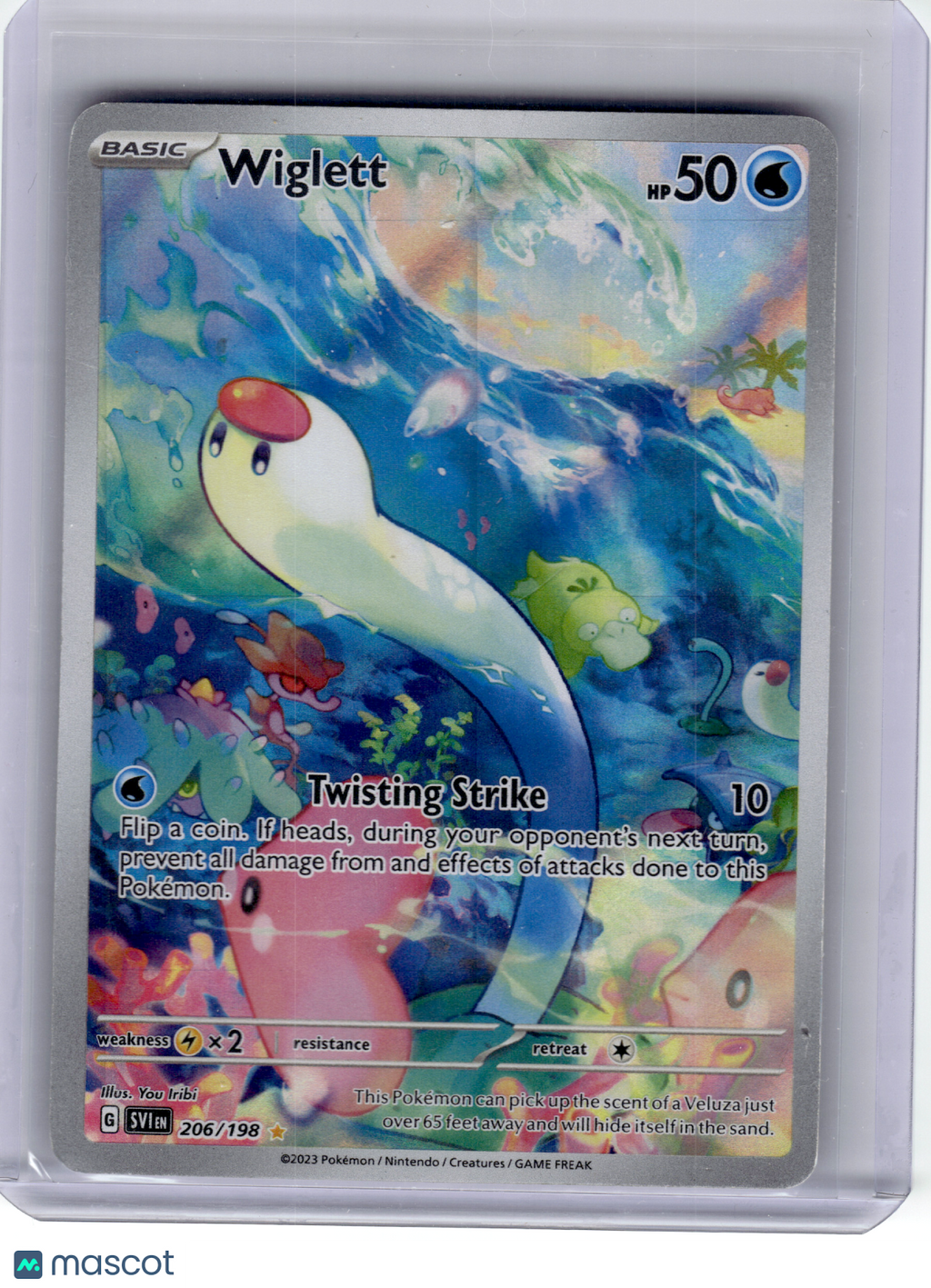 2023 Pokemon—Wiglett #206 Scarlet & Violet Base Set—Illustration Rare Holo [DMG]