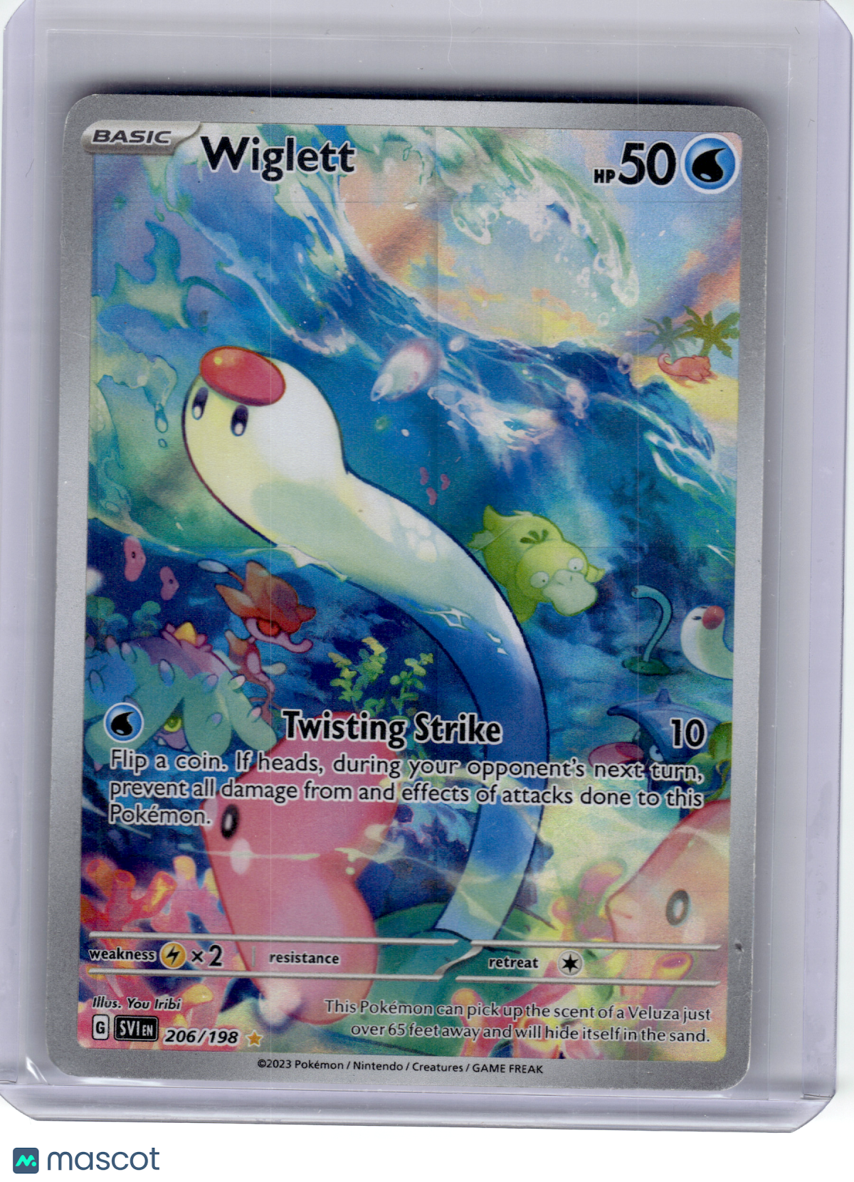 2023 Pokemon—Wiglett #206 Scarlet & Violet Base Set—Illustration Rare Holo [DMG]